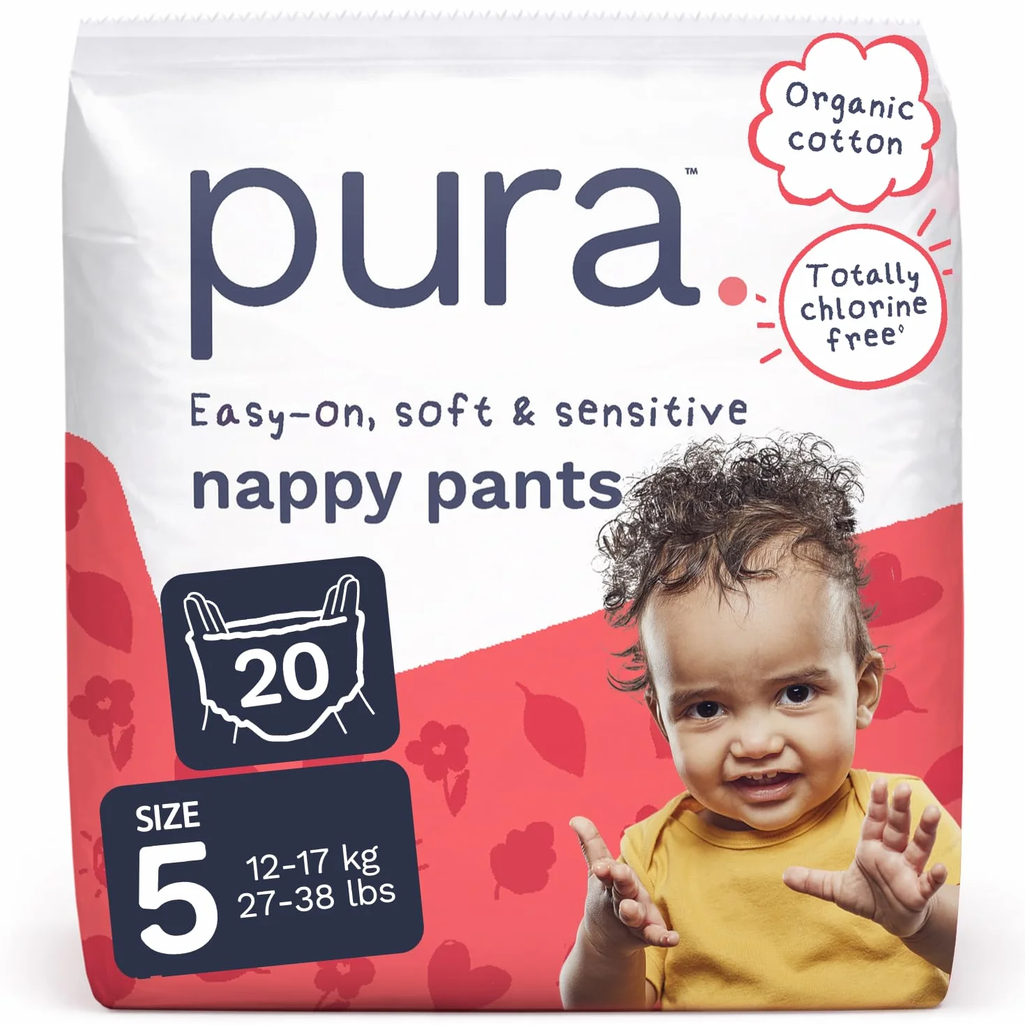 Pura Eco, Pannolini Taglia 5 (12-17 kg), 20 Pannolini usa e getta per pelli sensibili, Anallergico, Facili da strappare