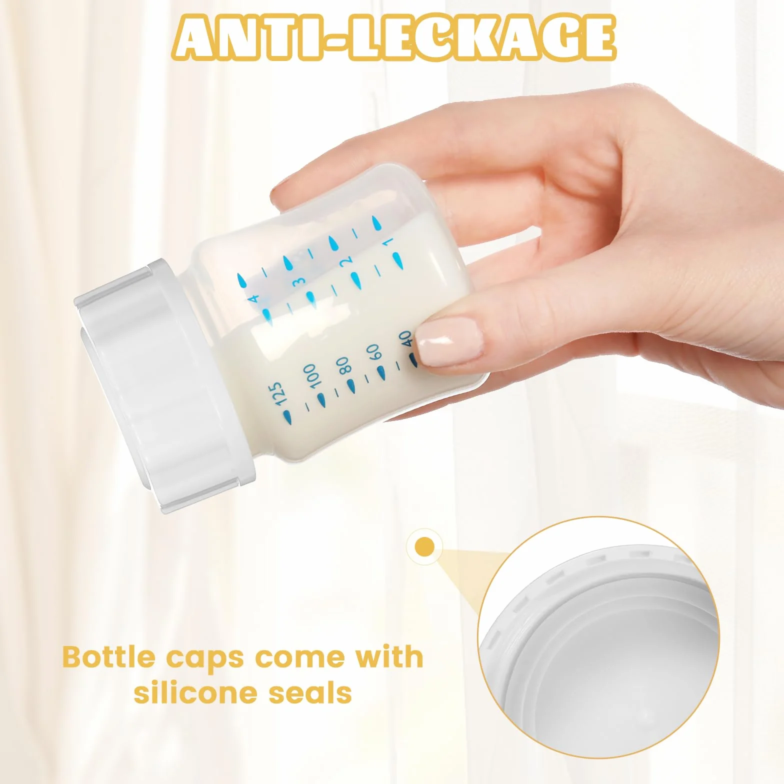 Chiusure per bottiglie da viaggio, per bottiglie Avent, chiusura di ricambio per biberon con anello di tenuta, personalizzate (5 cm, pezzi, 6)
