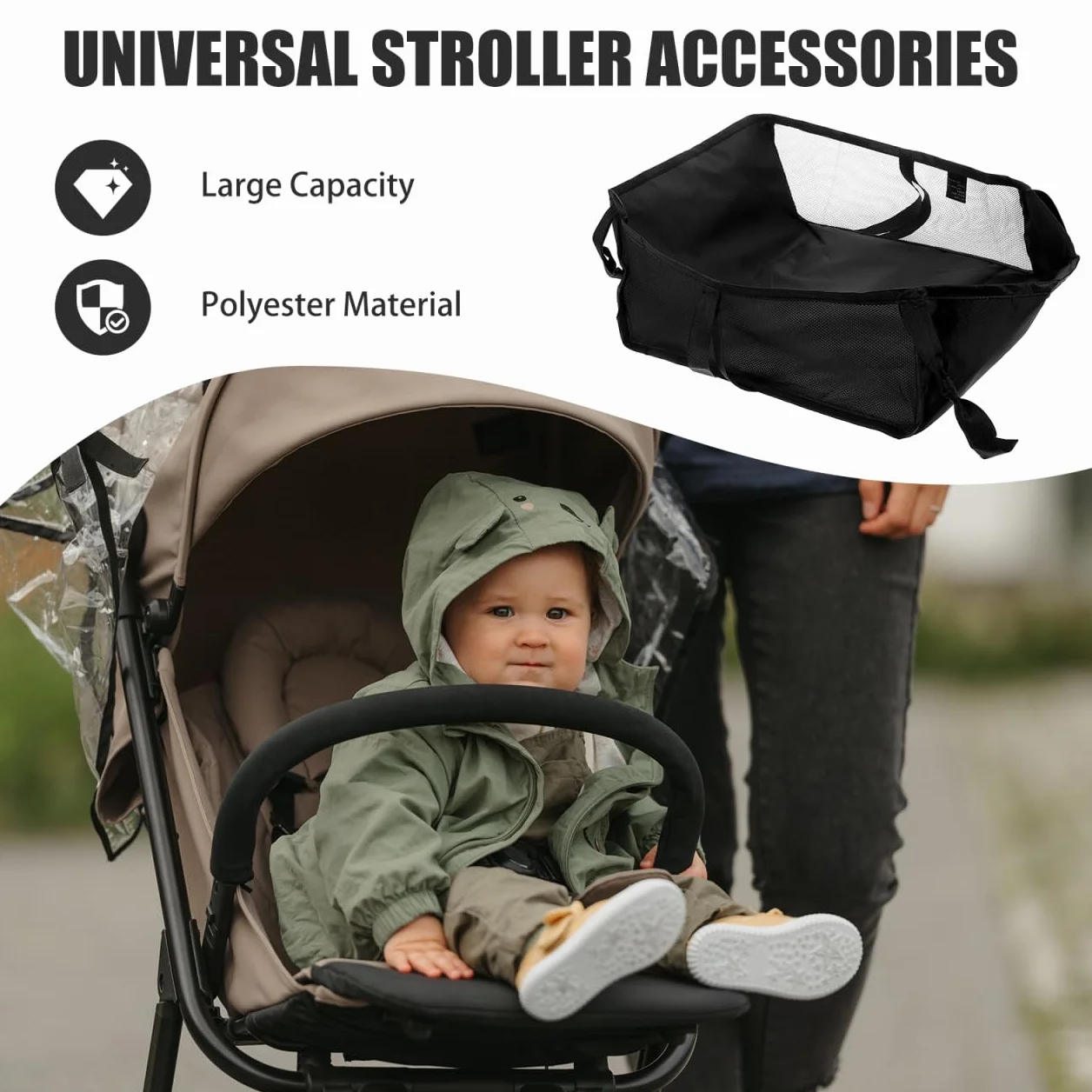 Cestino Inferiore Per Passeggino, Cestino Inferiore Per Carrozzina, Per Passeggino In Tessuto Oxford Per Lo Shopping