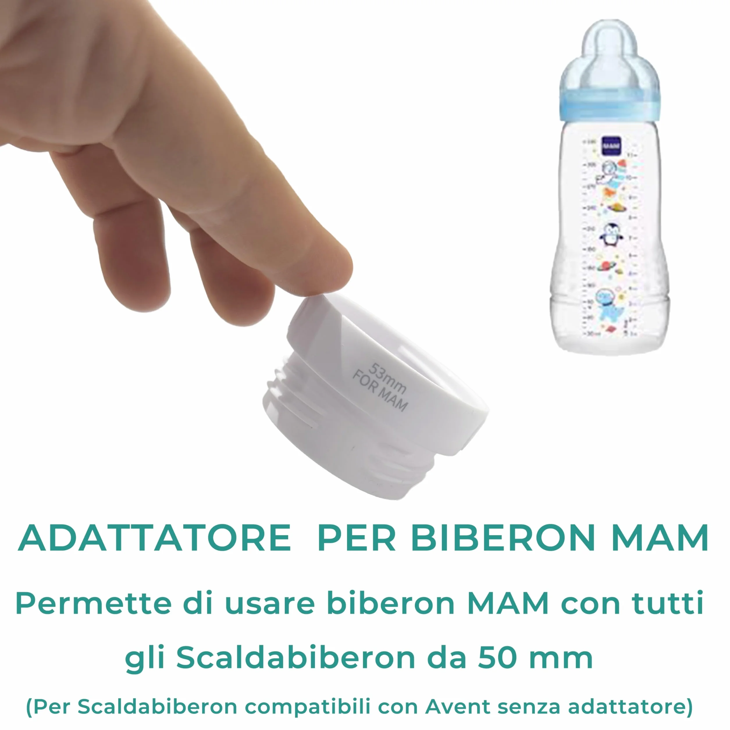 MANAMI - Adattatore per Biberon MAM - Adattatore Scaldabiberon - Compatibile con Scaldabiberon 050 mm - Attacco Universale - Facile da Usare e Pulire - Adattatore Scaldalatte materno