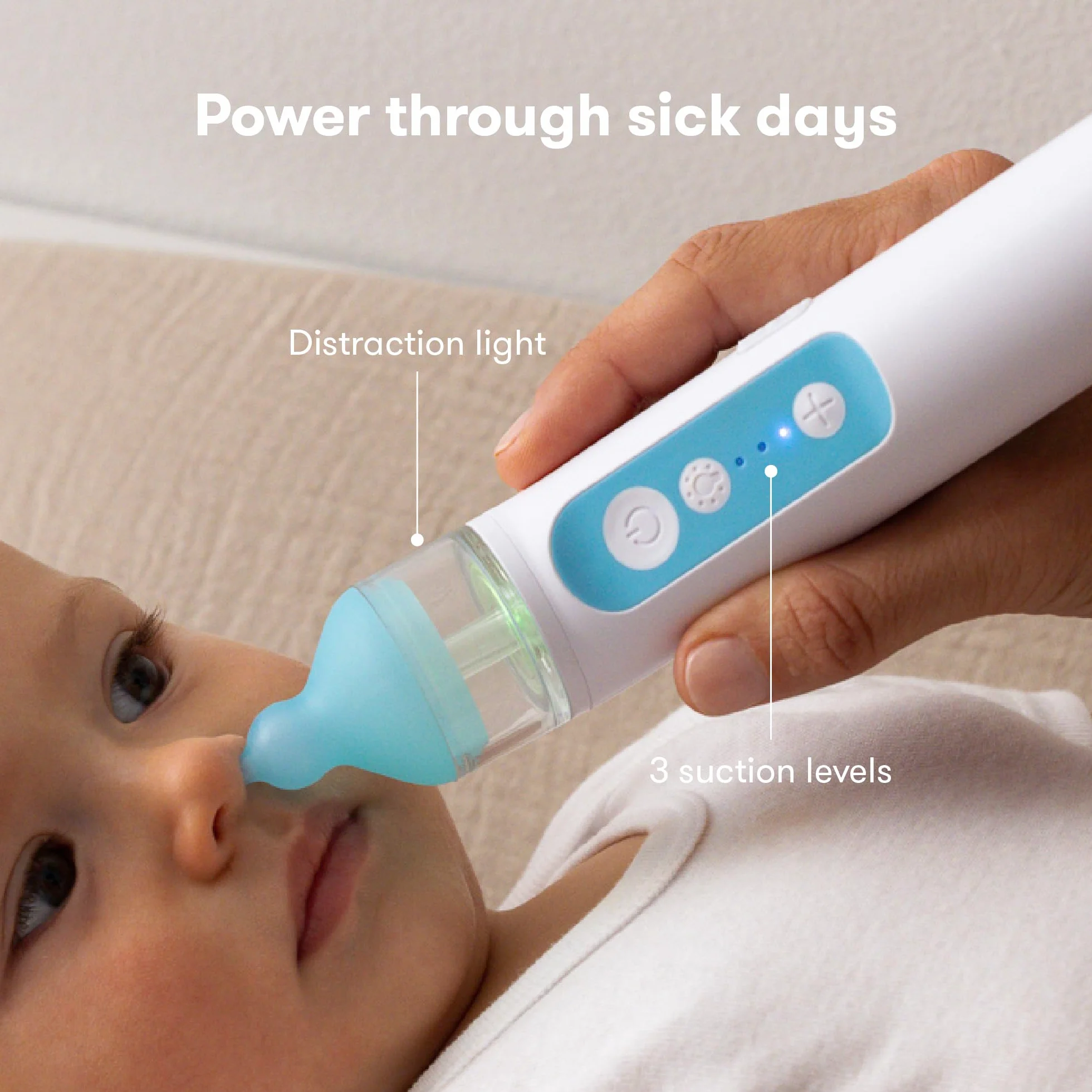 Frida Baby NoseFrida - Aspiratore nasale elettrico per neonati, ventosa nasale per neonati e bambini, per alleviare la congestione, con 3 livelli di aspirazione, 2 punte in silicone, USB