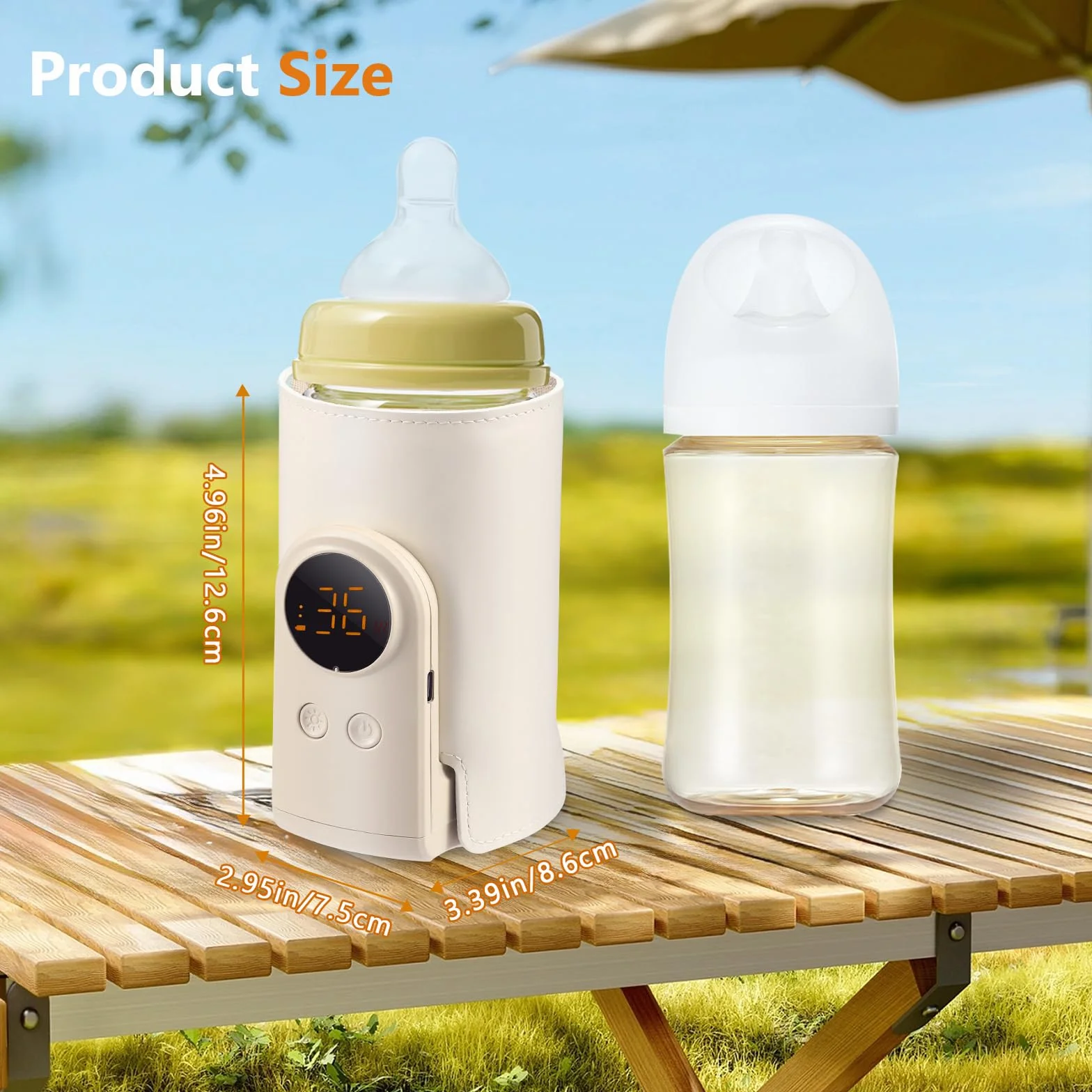 Scaldabiberon portatile con batteria da 6000 mAh, riscaldamento rapido da 18 W e 6 livelli di temperatura (38-50 °C), preparatore di biberon con riscaldamento rapido senza acqua, LED e luce notturna