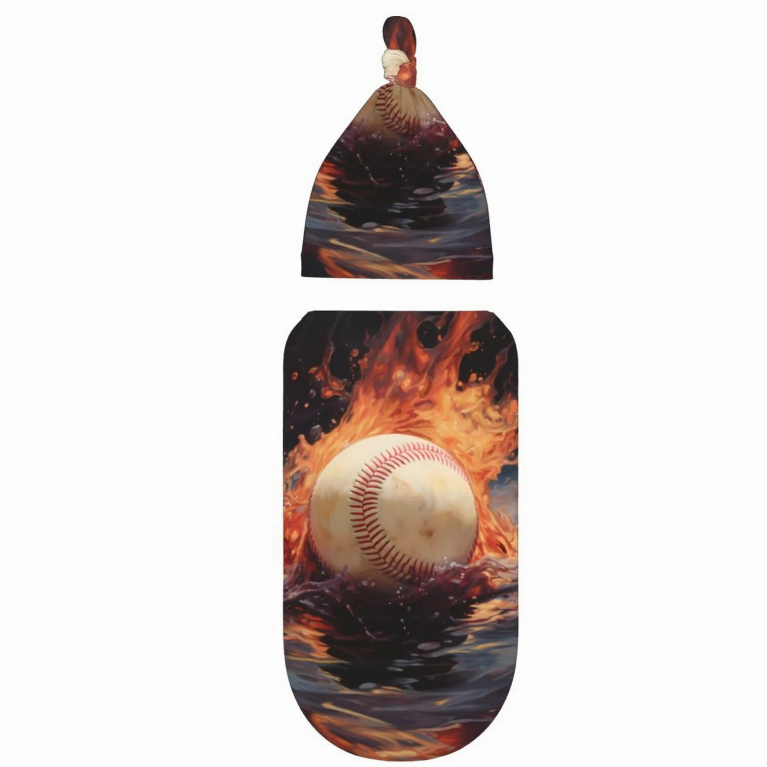 3d Baseball Bianco In Fuoco E Acqua Swaddle Coperta E Cappello Set Per Neonati Avvolgere Accogliente Per Neonati Bambino Comfort 29x53 cm