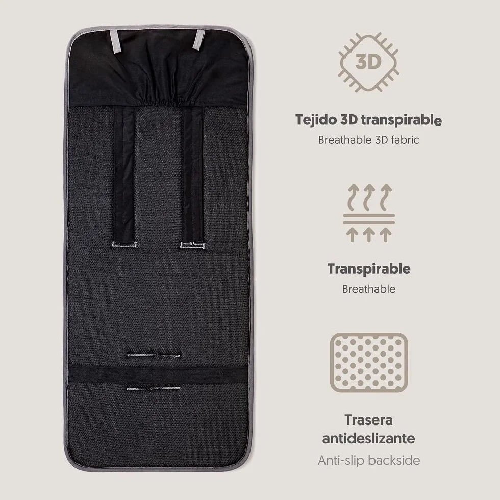 Interbaby Materassino per passeggino universale per estate | Safari verde | traspirante e confortevole | copertura per passeggino 100% cotone, 84 x 34 cm, protezioni per imbracatura