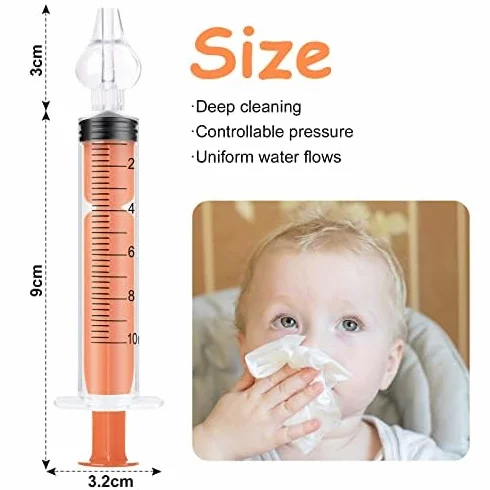 Vicloon Irrigatore Nasale, 6 Pezzi 10 ml Dispositivo di Risciacquo per Lavaggio Cavo Nasale con 6 Punta di Aspirazione in Silicone,Siringa per Lavaggi Nasali Bambini, Sicuro per il Naso, Colorato