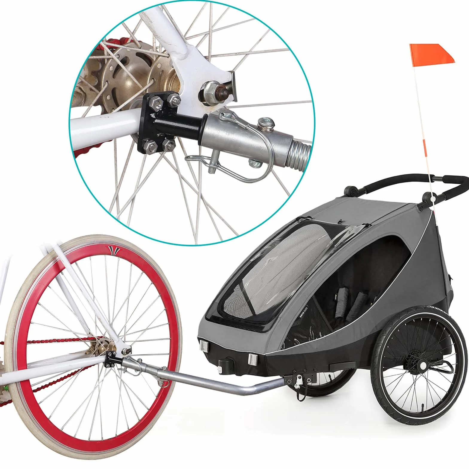 Gancio Traino Bici, Rimorchio Bici Bambini Adattatore Universale, Carrello Bicicletta Rimorchio, Gancio di Traino per Rimorchio Bicicletta, Fissaggio Sicuro con Perno, per Bambini, Cani