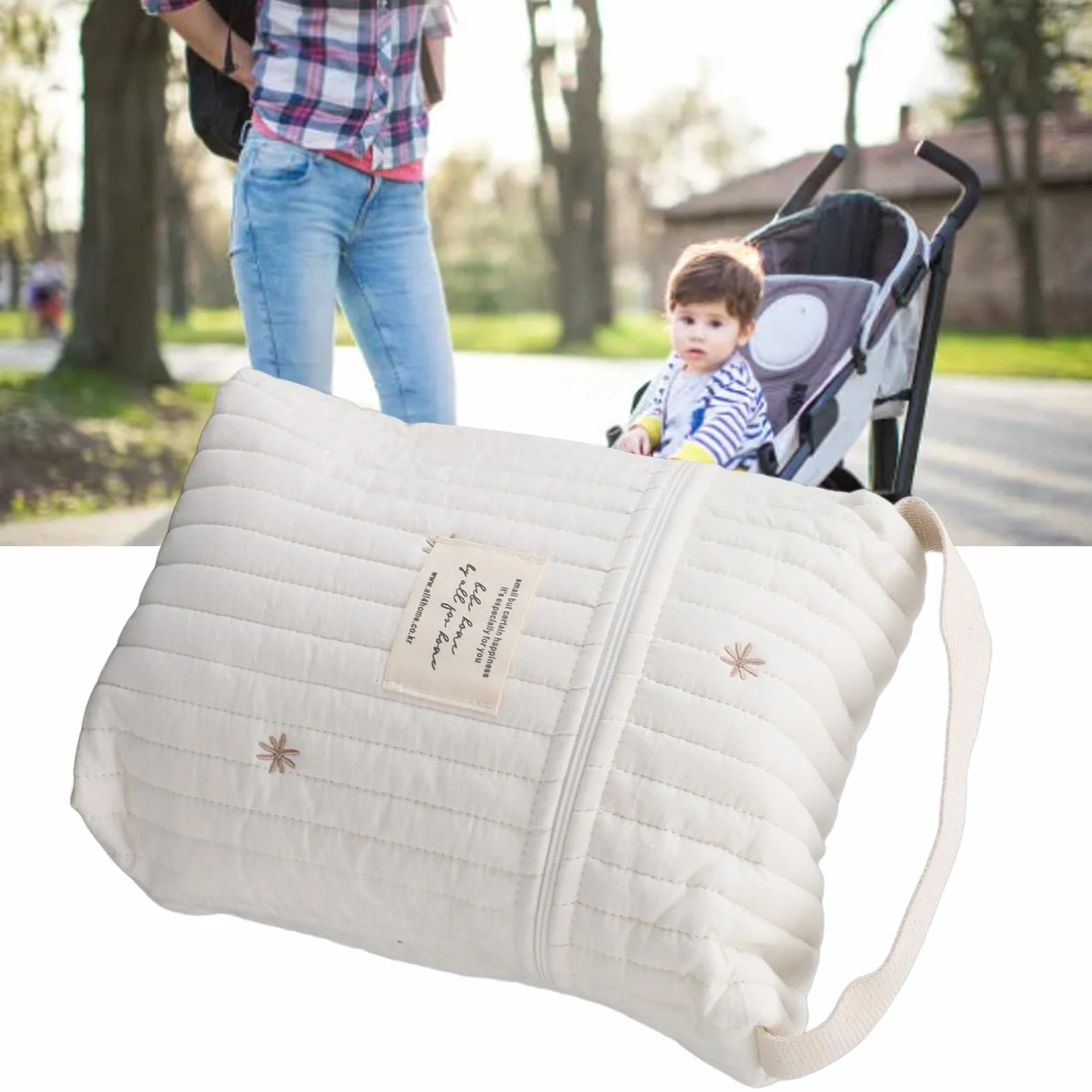 Borsa per Biberon Portatile con Motivo Ricamato Borsa Pieghevole per Biberon Salviette Pannolini Frutta Bevande(UN)