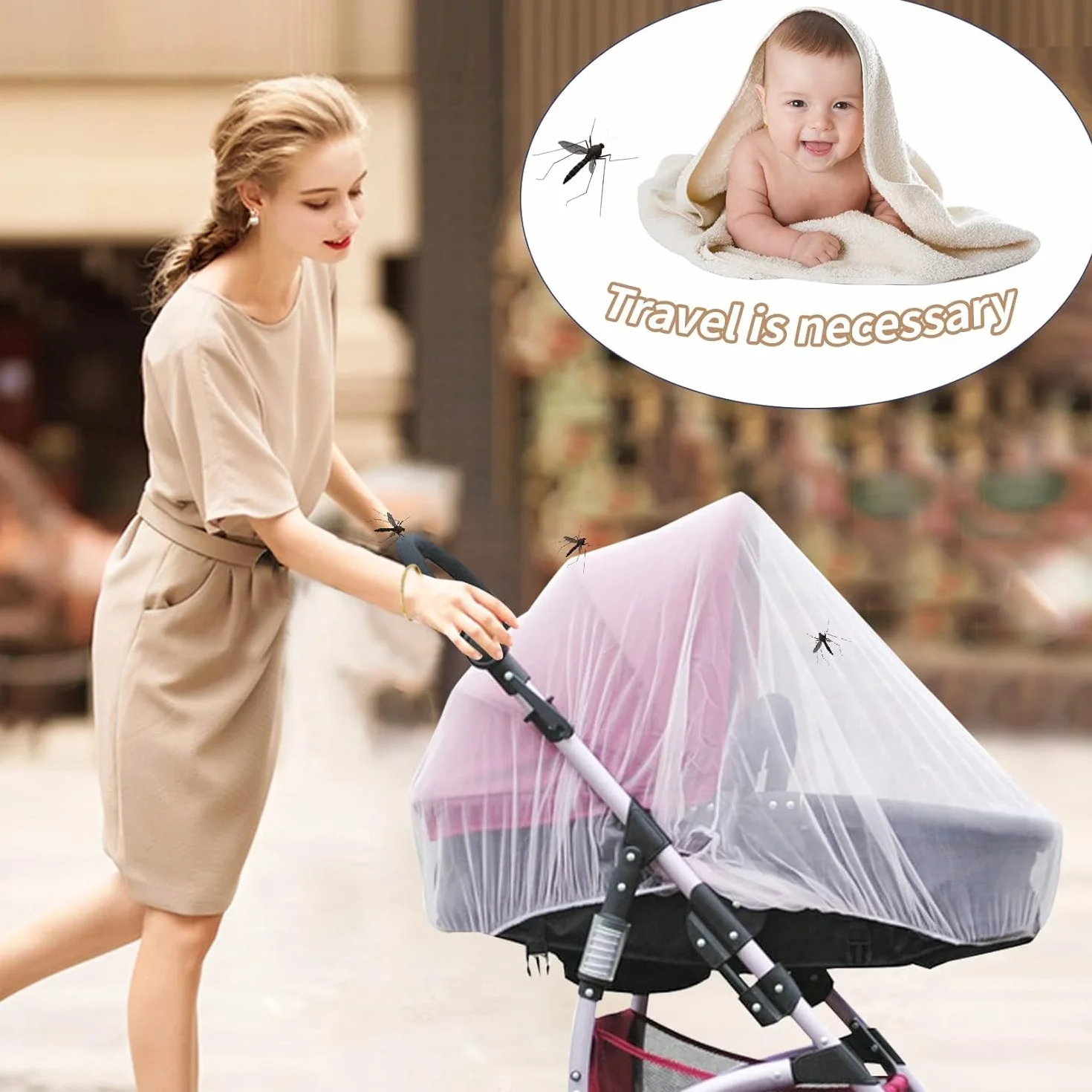 Zanzariera Universale per Passeggino, Zanzariera per Culla, Zanzariere Carrozzina per Neonati, Zanzariera per Carrozzina, Accessori Per Passeggino, per Proteggendolo Il Bambino da Insetti (Bianco)