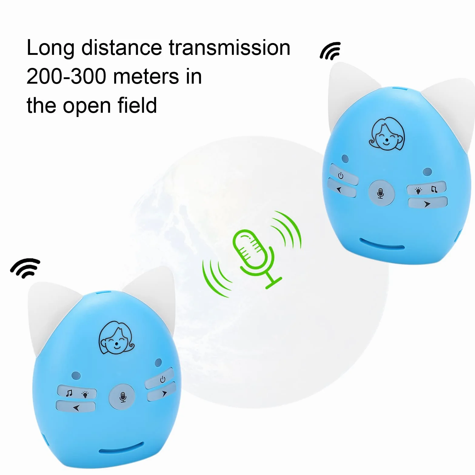 Cryfokt Baby Monitor Wireless, Monitor Audio Digitale con Conversazione Bidirezionale, Luce Notturna, Tecnologia FHSS, Portata da 200 a 300 Metri per Casa e Asilo Nido (Spina europea)