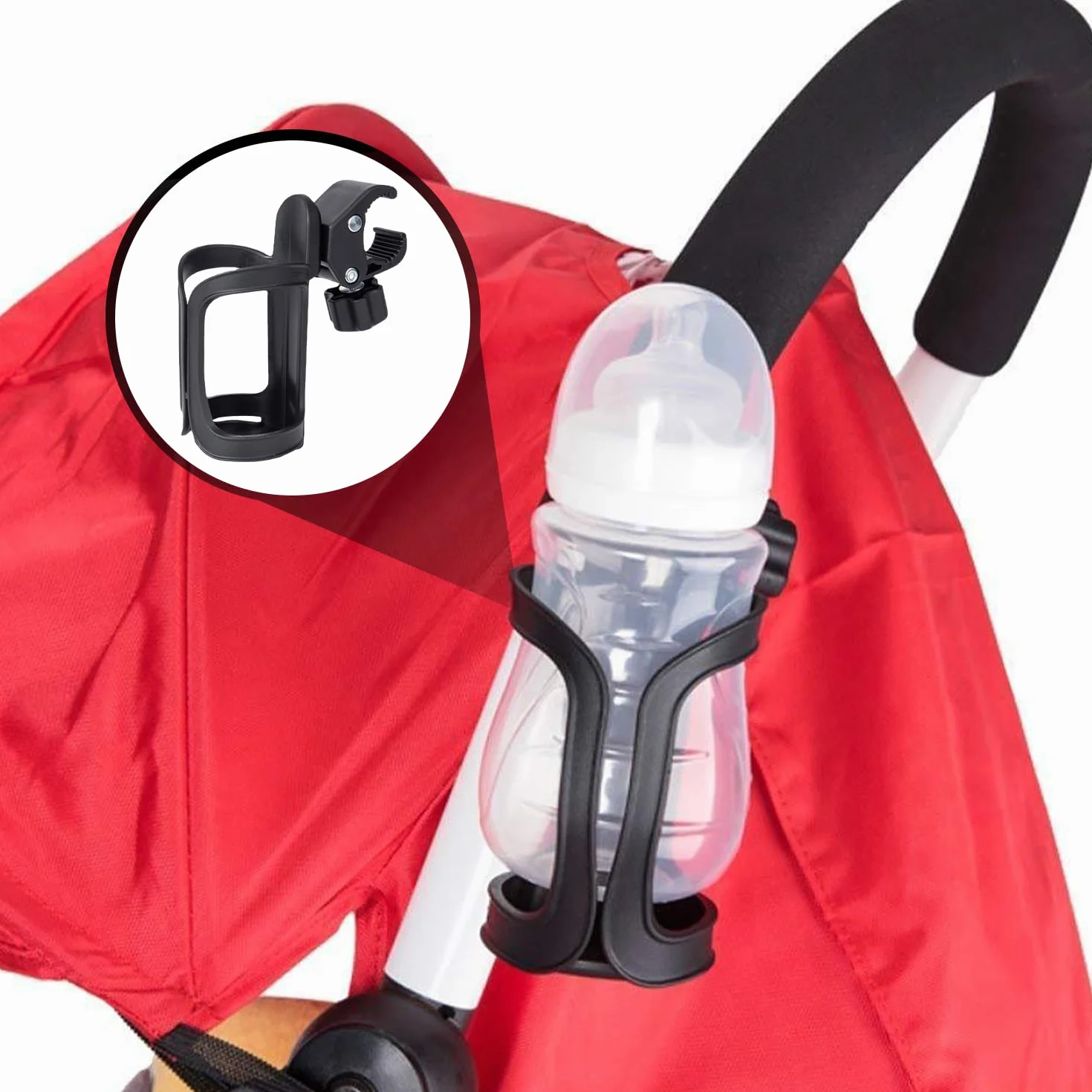 2 pezzi portabicchieri per passeggino, regolabile per sedia a rotelle, supporto universale per bevande, adatto per biciclette, passeggini e tapis roulant