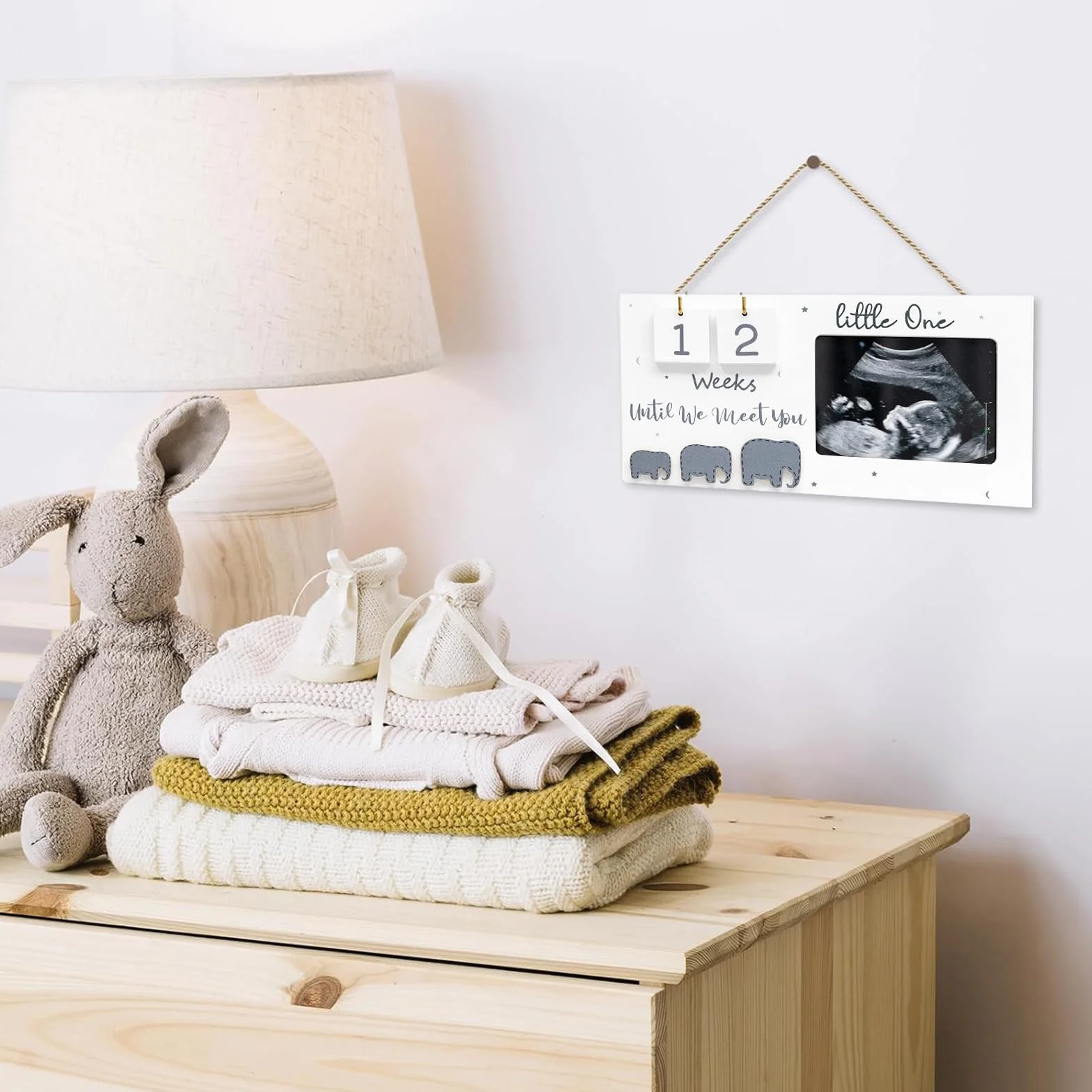 PANYI Cornice per Ecografia Gravidanza Frame di Foto in Legno Regalo Donna in Gravidanza Cornice per Neonato Con Conto Alla Rovescia Delle Settimane Del Bambino Regali per Mamme in Attesa