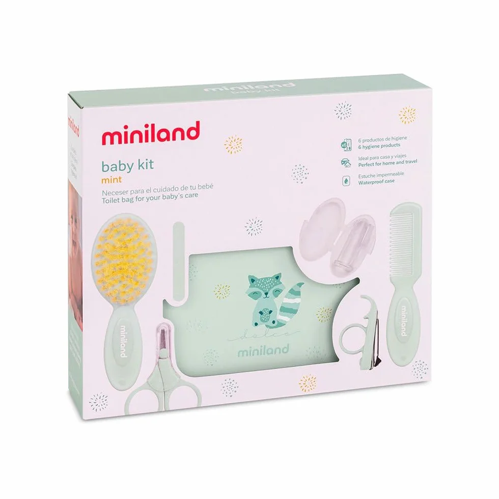 Miniland Baby Kit Mint. Borsa da toilette con articoli per la cura del bambino.