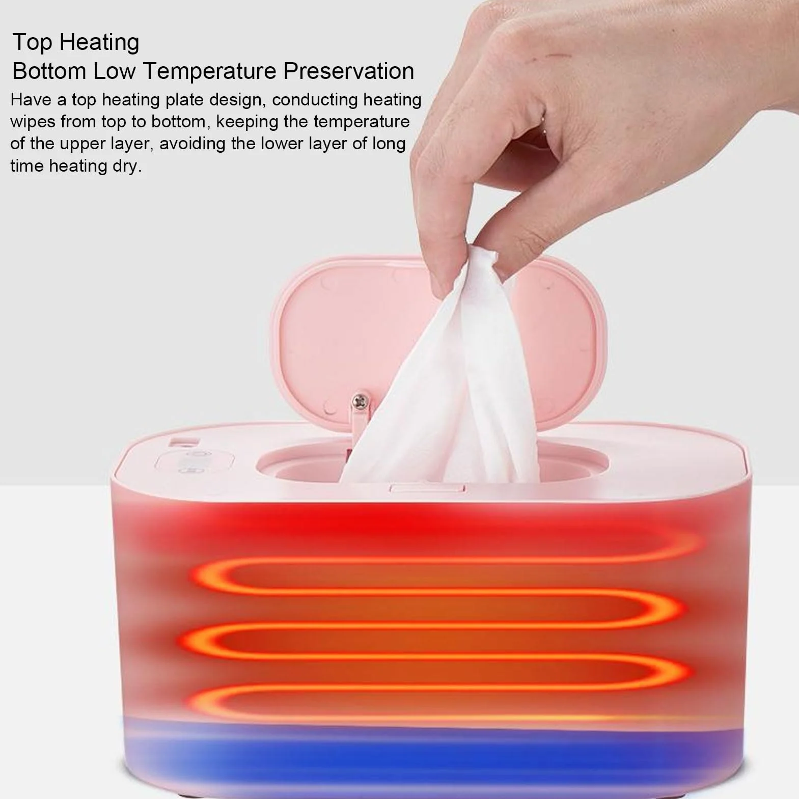 Riscaldatore per salviette umidificate per neonati, termostato scaldasalviette per neonati e dispenser di salviette umidificate per neonati Scaldasalviette per pannolini con (Pink)