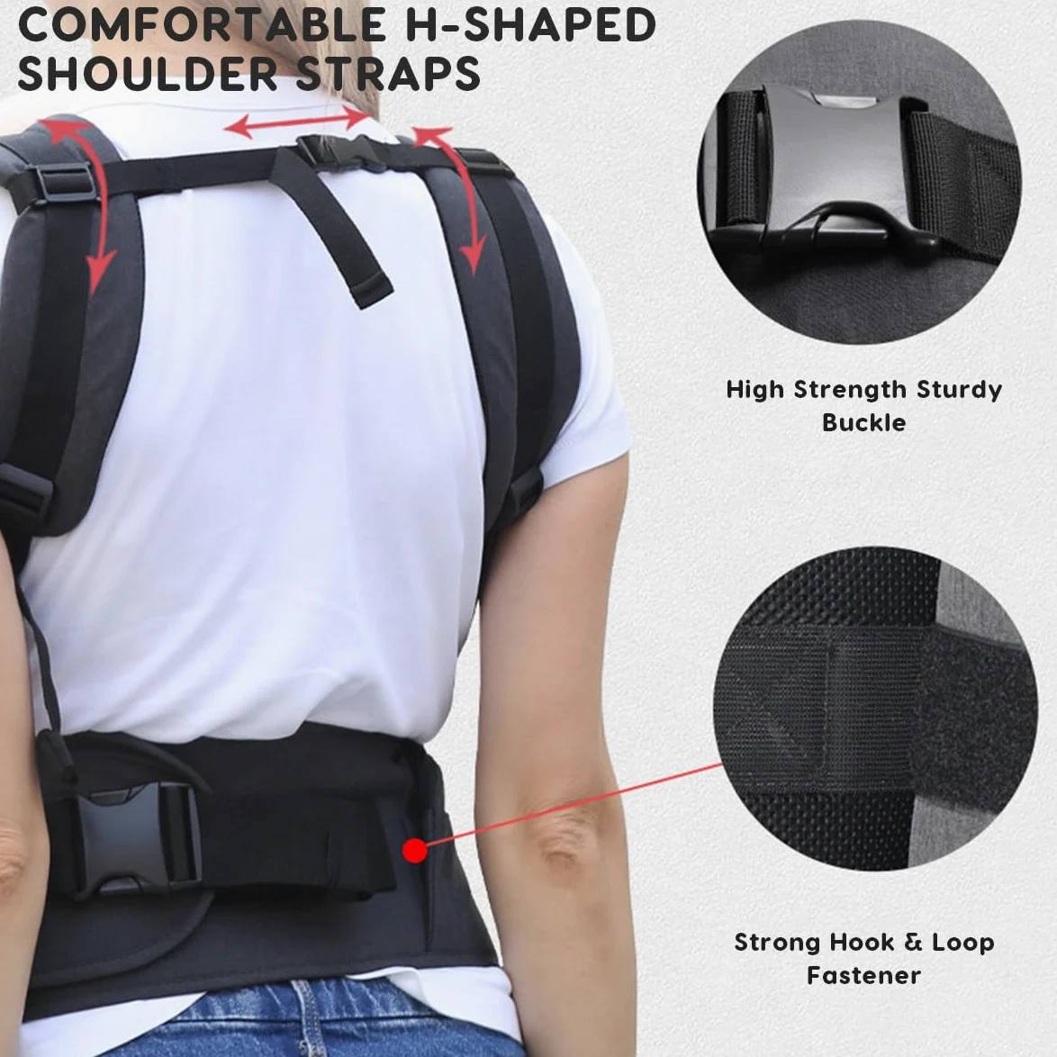 SONARIN 3 in 1 Multifunzionale Marsupio Neonati con Sedile,Portantina Ergonomico Porta Bambino Fascia Porta Bebè con Funzione di Portaoggetti,Multi-Posizioni per 0-36 Mesi(Nero)