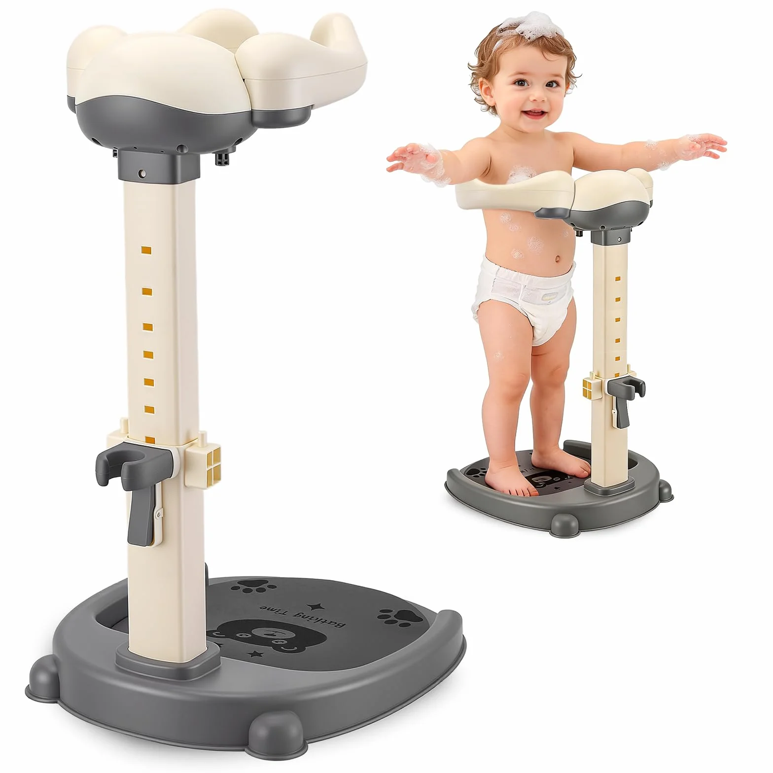 Supporto per doccia per bambini, regolabile in altezza 40-57 cm, sedia da bagno con base antiscivolo e sgabello rimovibile, senza BPA, supporto doccia per bambini da 6 a 36 mesi, per fare il