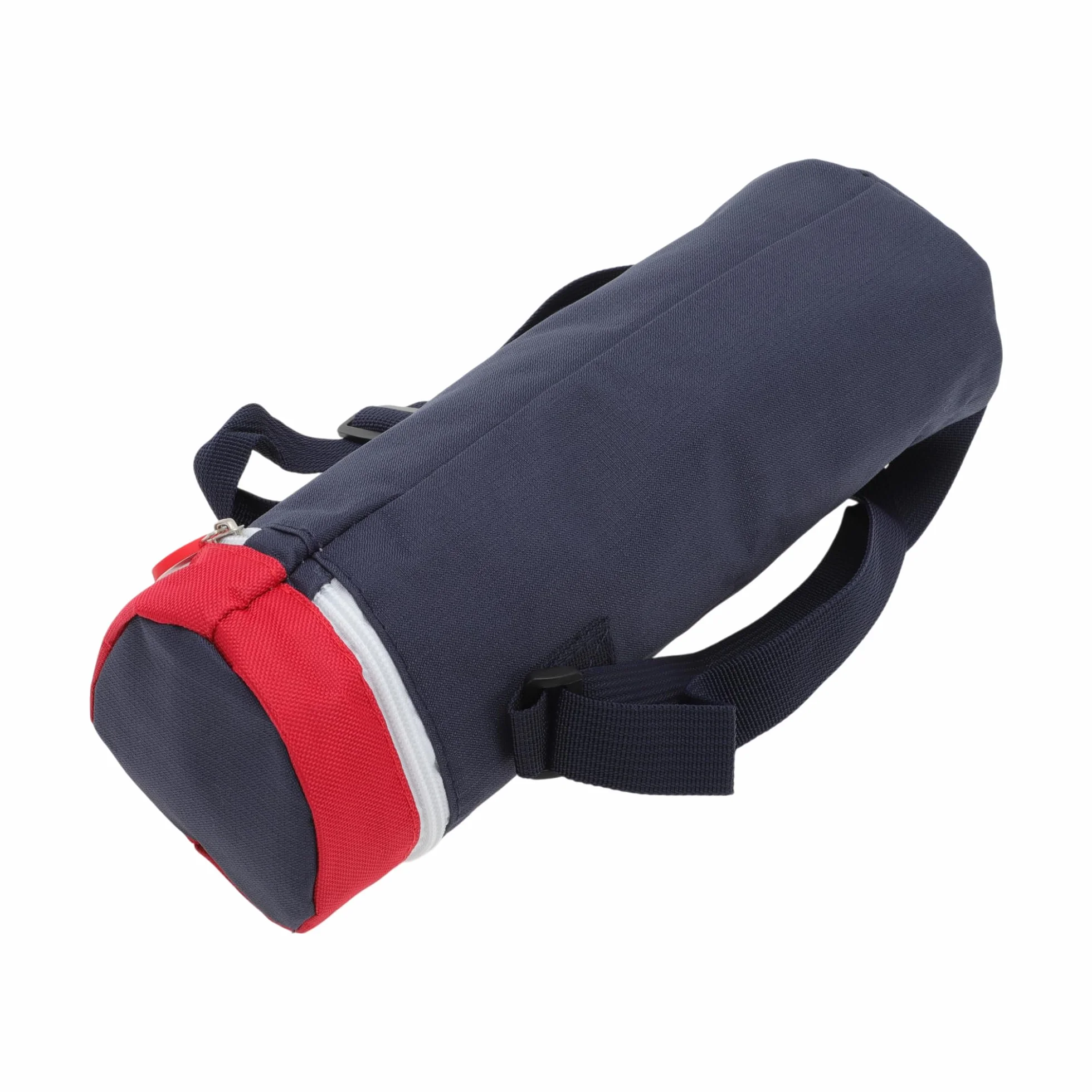 Borsa Isolante per Bottiglia d'Acqua in Tessuto Oxford Cotone Perlato Pellicola in Alluminio Portatile Antiurto con Tracolla Regolabile, 30x10cm, Rosso Blu Scuro