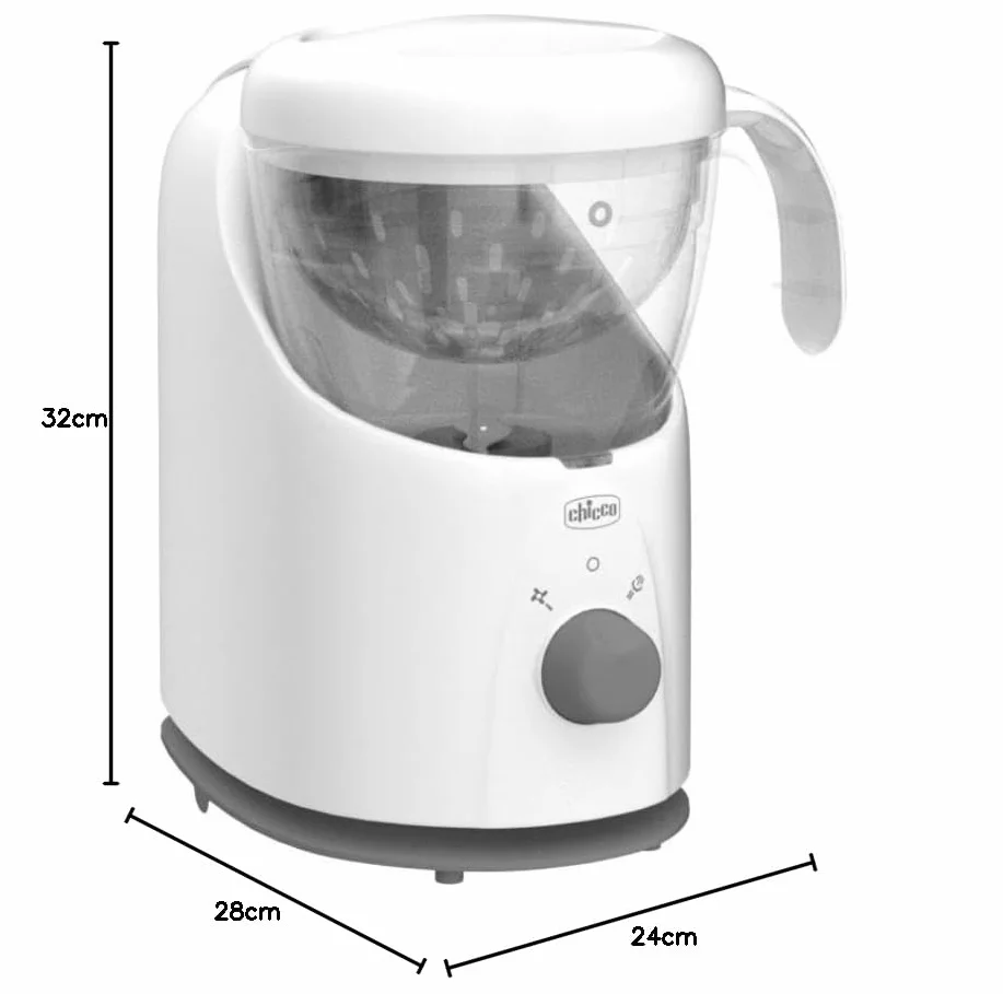 Chicco Cuocipappa Multifunzione Easy Meal per lo Svezzamento, Omogeneizzatore per Neonati e Bambini, Frullatore e Scaldapappa, con Cottura a Vapore e grattugia Cut Express, Riscalda e Scongela