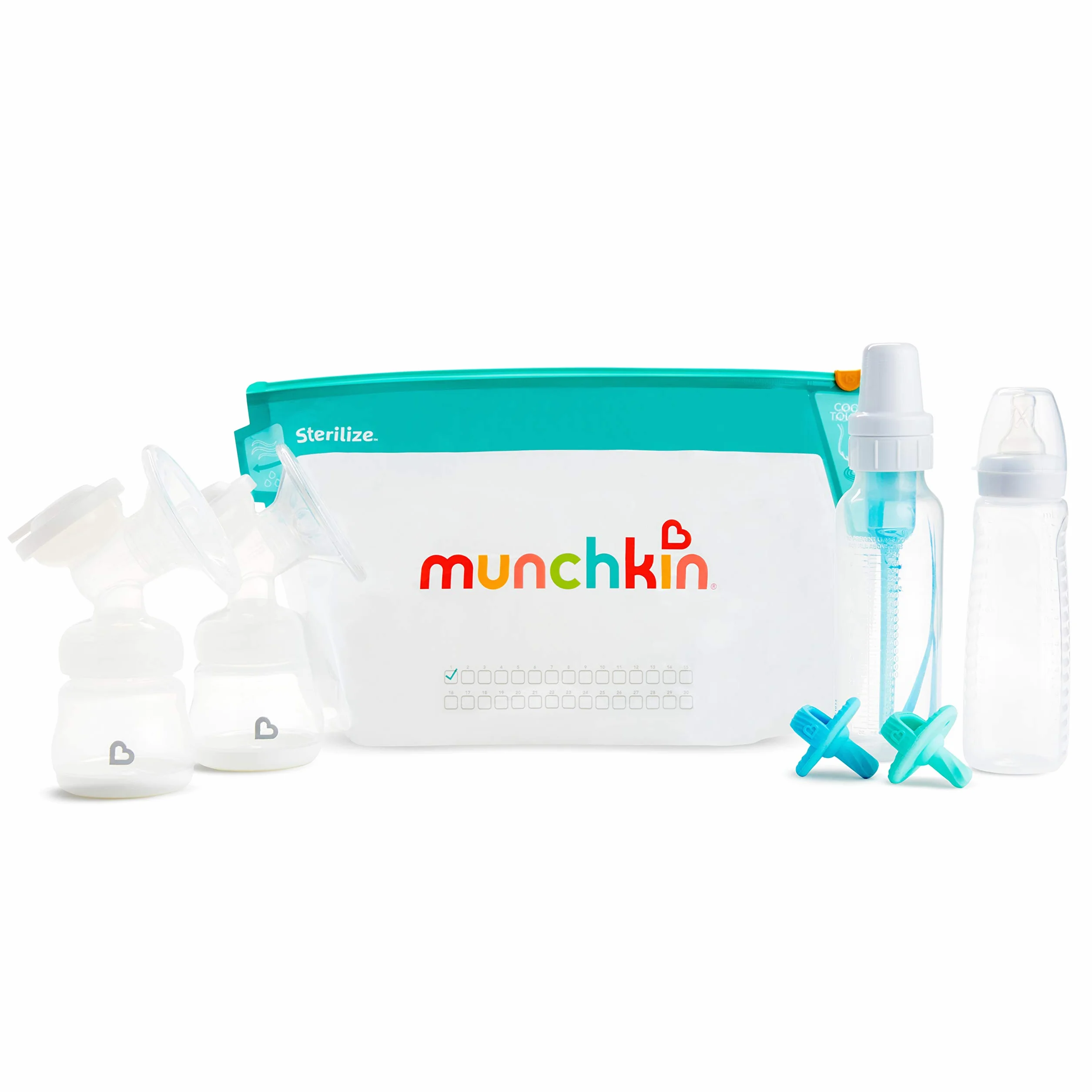 Munchkin Cool Touch Microwave Steriliser Bags | Baby Bottle Teat & Dummy Steriliser | 6 Reusable Baby Steriliser Bags | Cold Water Steriliser & Sterilising Unit Alternative | Mini Travel Steriliser