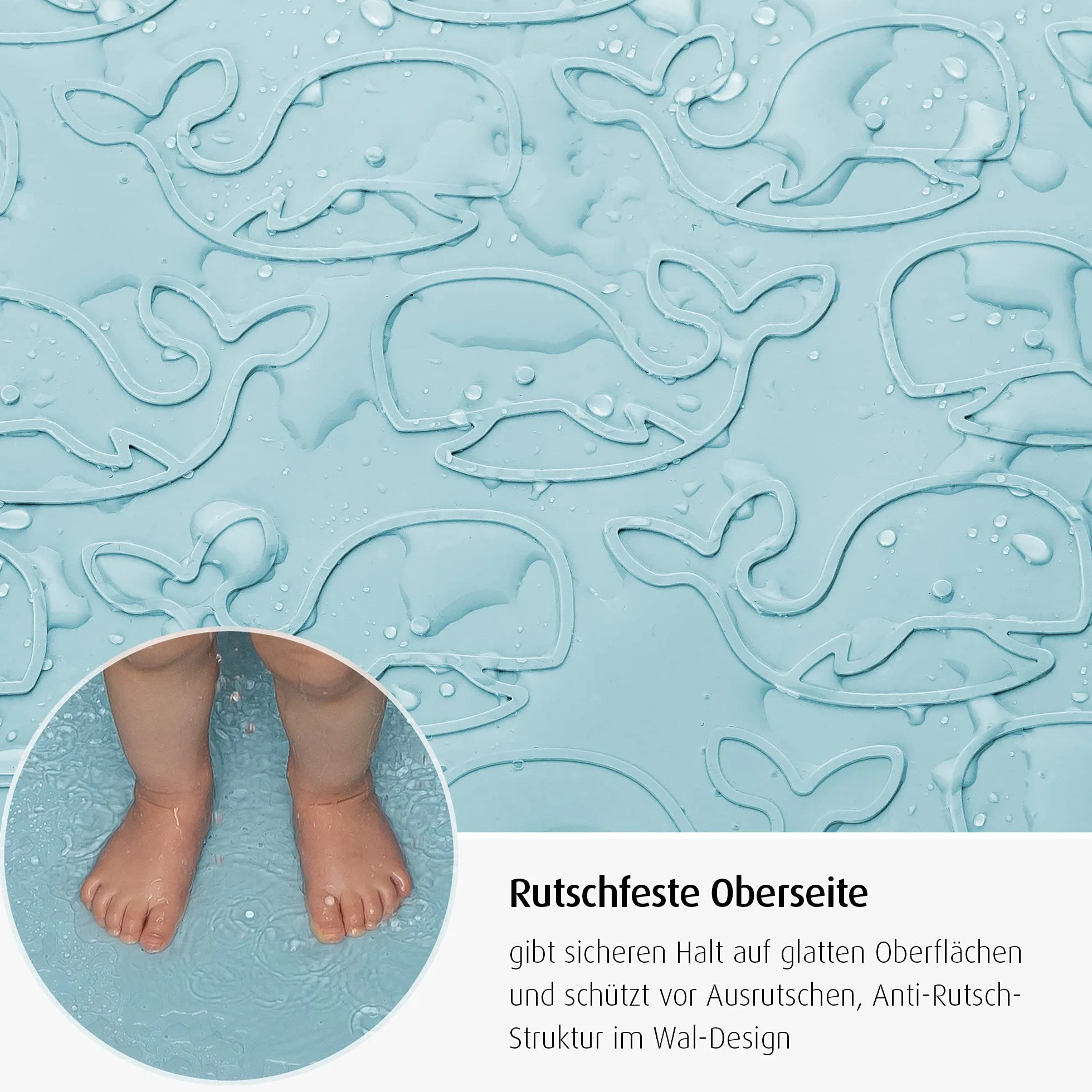 reer MyHappyBath Mat XL - Tappetino da bagno per bambini, superficie antiscivolo con motivo di bosco, 97 x 36 cm