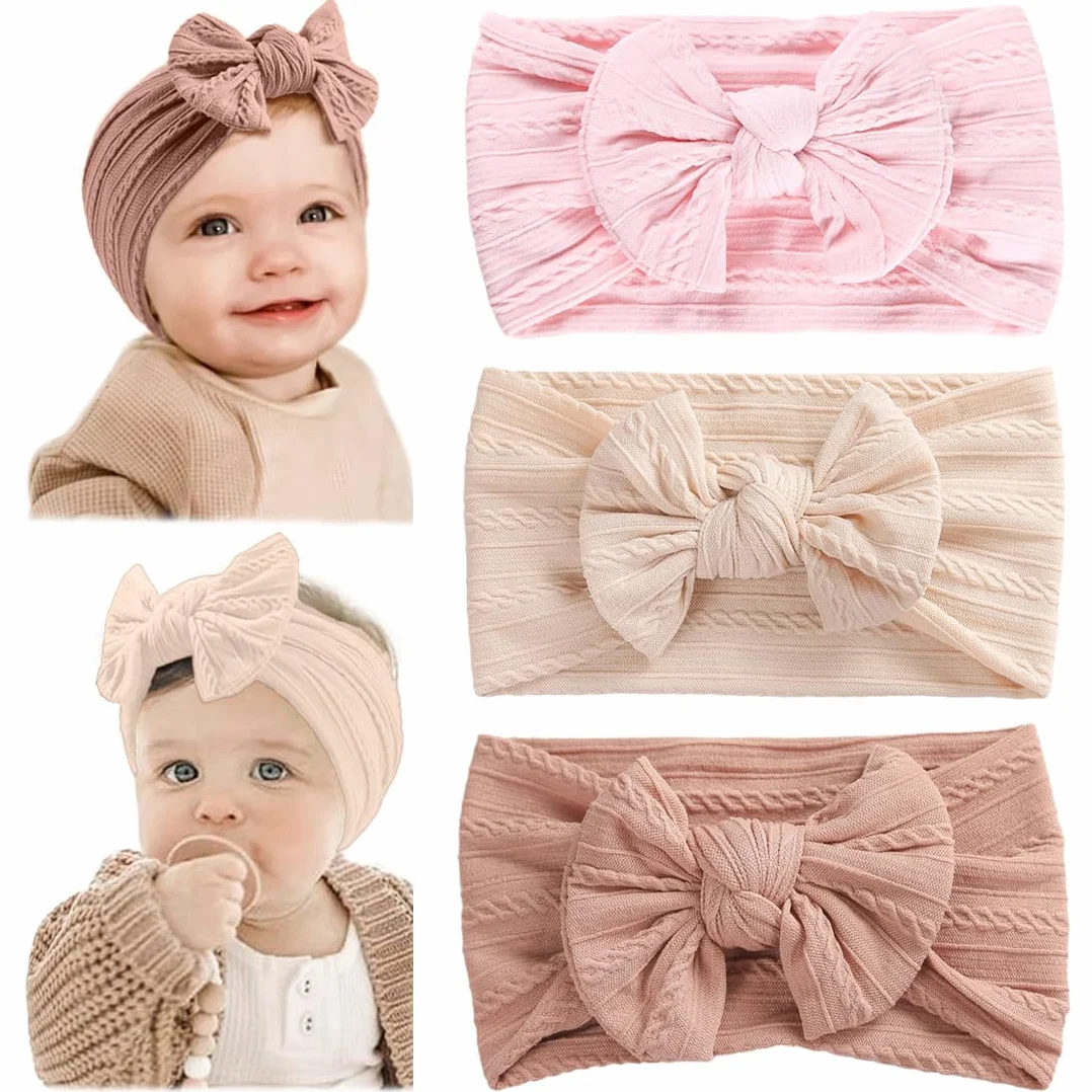NJCXOLA 3 Pezzi Fascia Elastica, Accessori Neonata, Fascette Per Capelli Per Fiocchi, Regalo Per Bambini Per Foto