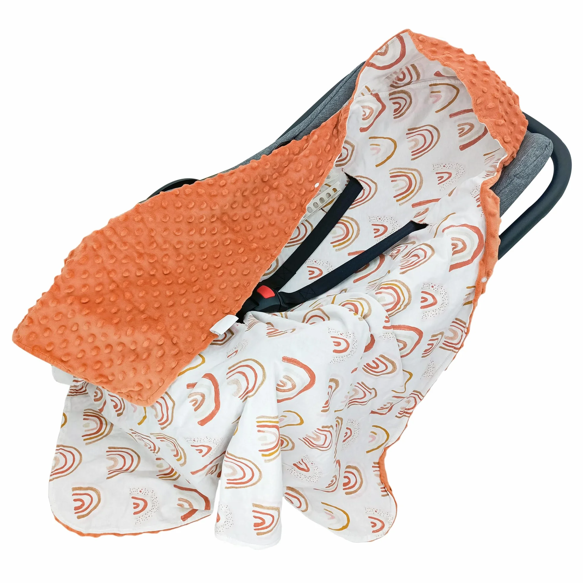 Miracle Baby Coperta Avvolgente in Cotone 90x90cm, Copertina Multifunzionale Universale per Neonati, Passeggino, Ovetto e Seggiolino Auto, Reversibile per Quattro Stagioni, Arcobaleno