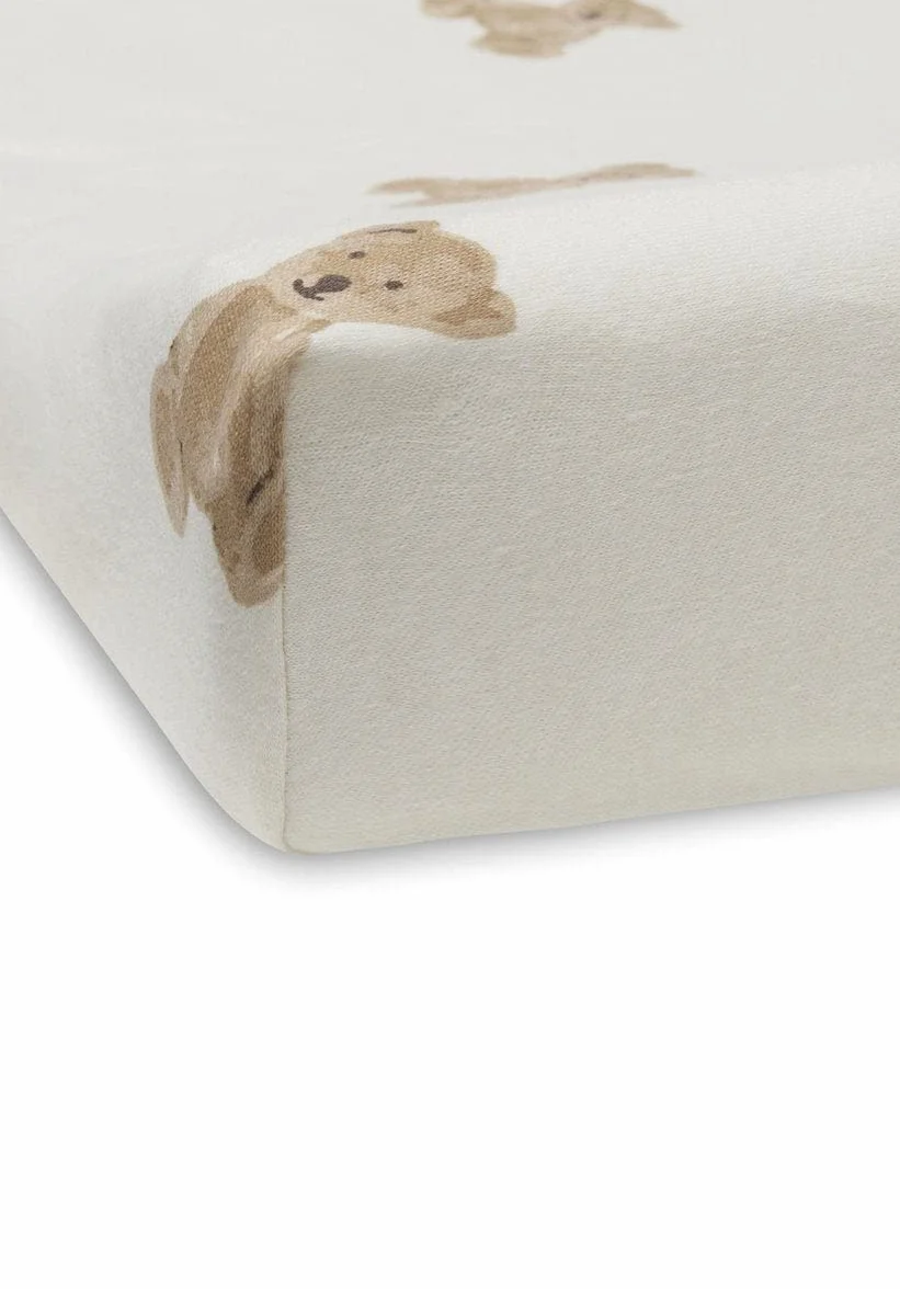 Jollein Coprimaterasso per fasciatoio Teddy Bear, 50 x 70 cm, 100% cotone, Coprimaterasso per fasciatoio Teddy Bear