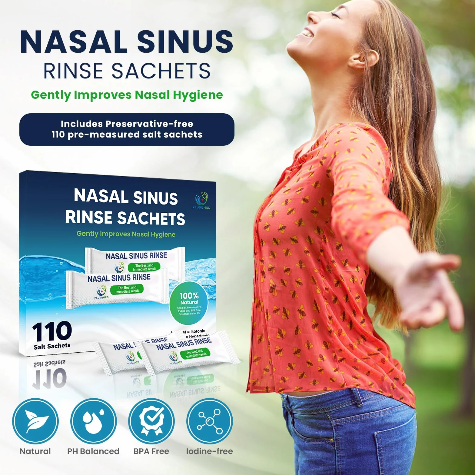 110 pacchetti di sale Neti, sale per risciacquo nasale, sale per risciacquo nasale, sale per risciacquo sinusale, sale per irrigazione nasale