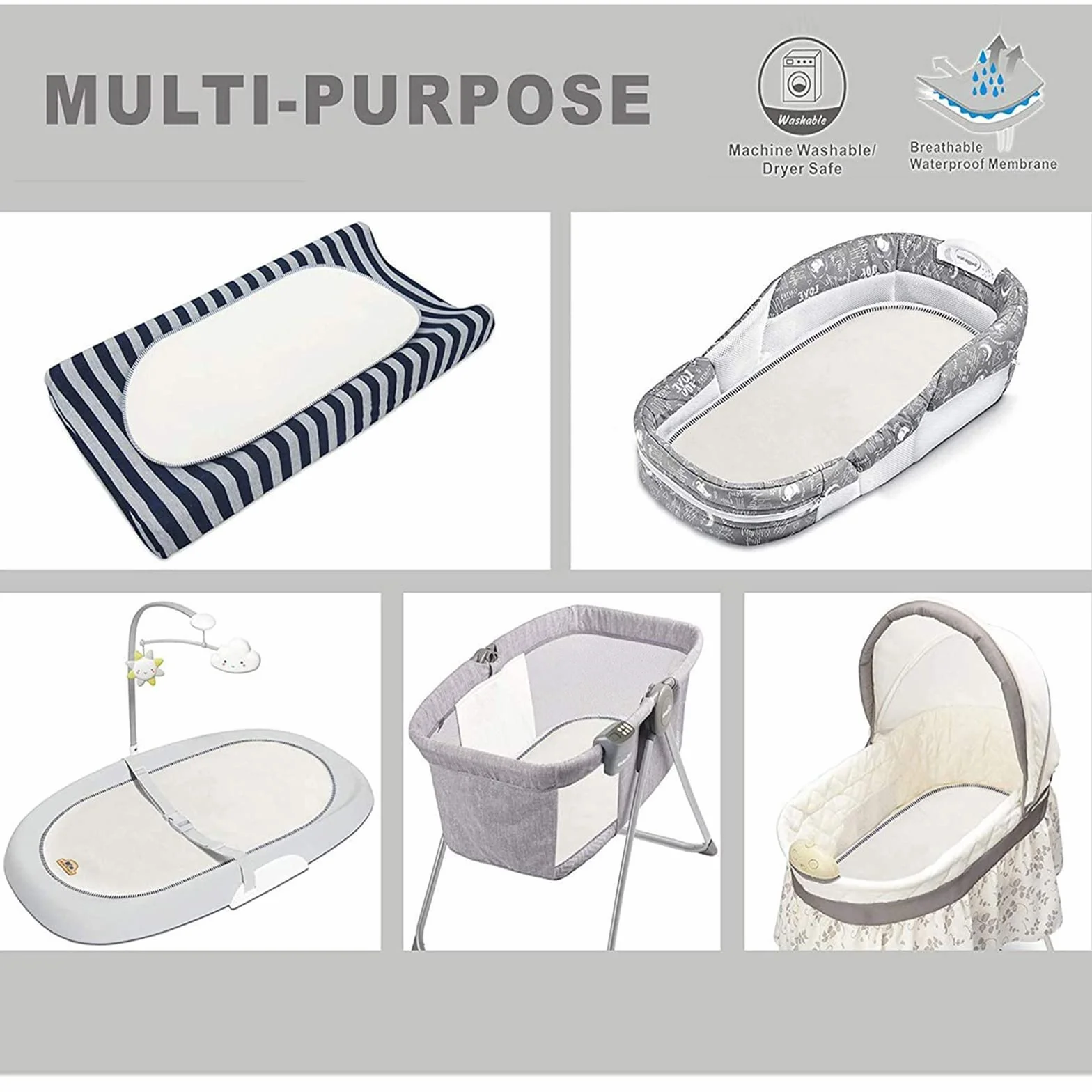 Fasciatoio in Rayon di Bambù - Fodera Impermeabile, Lavabile e Riutilizzabile - Set di 6 Pezzi per Bambino 30x60cm