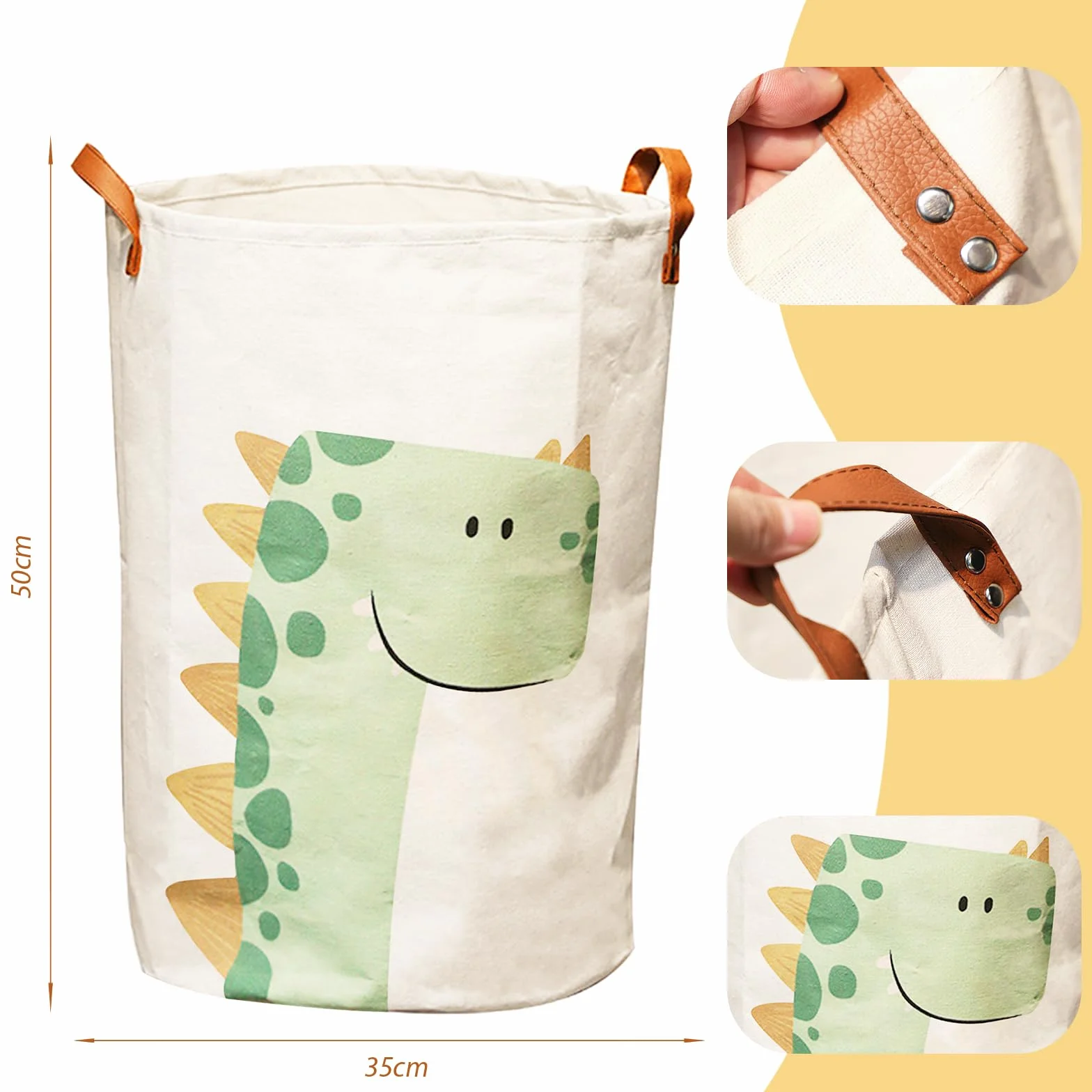 FOGARI - Cesto per biancheria per neonati, cestini portaoggetti, grande cesto portaoggetti per bambini in cotone e idrorepellente, pieghevole, cestini portaoggetti per giocattoli (dinosauri)