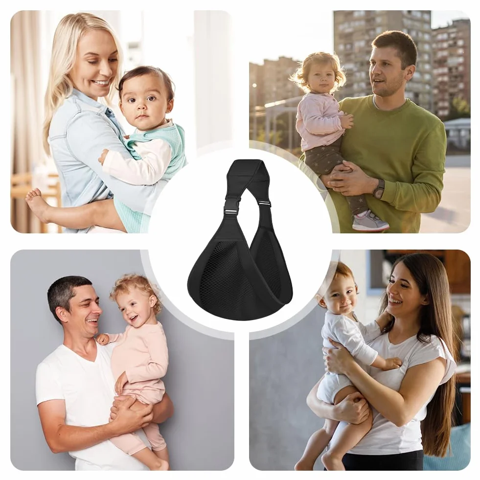 AOOWU Fascia Porta Bebe, Laterale Fascia Neonat Regolabile, Fascia Neonato Ergonomico 0-36 Mesi, Traspirante Baby Carrier Facile da Indossare, Marsupio Neonato, Tutte le Stagioni, Fino a 15kg