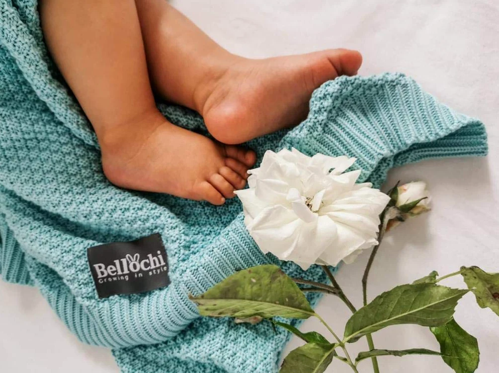Bellochi Premium Copertina per Neonato - 100% Bamboo - Coperta Estiva Neonato Morbida per una Ragazza o un Ragazzo - Comodo Arioso Fatto a Mano - 100x80 cm - Freshwind