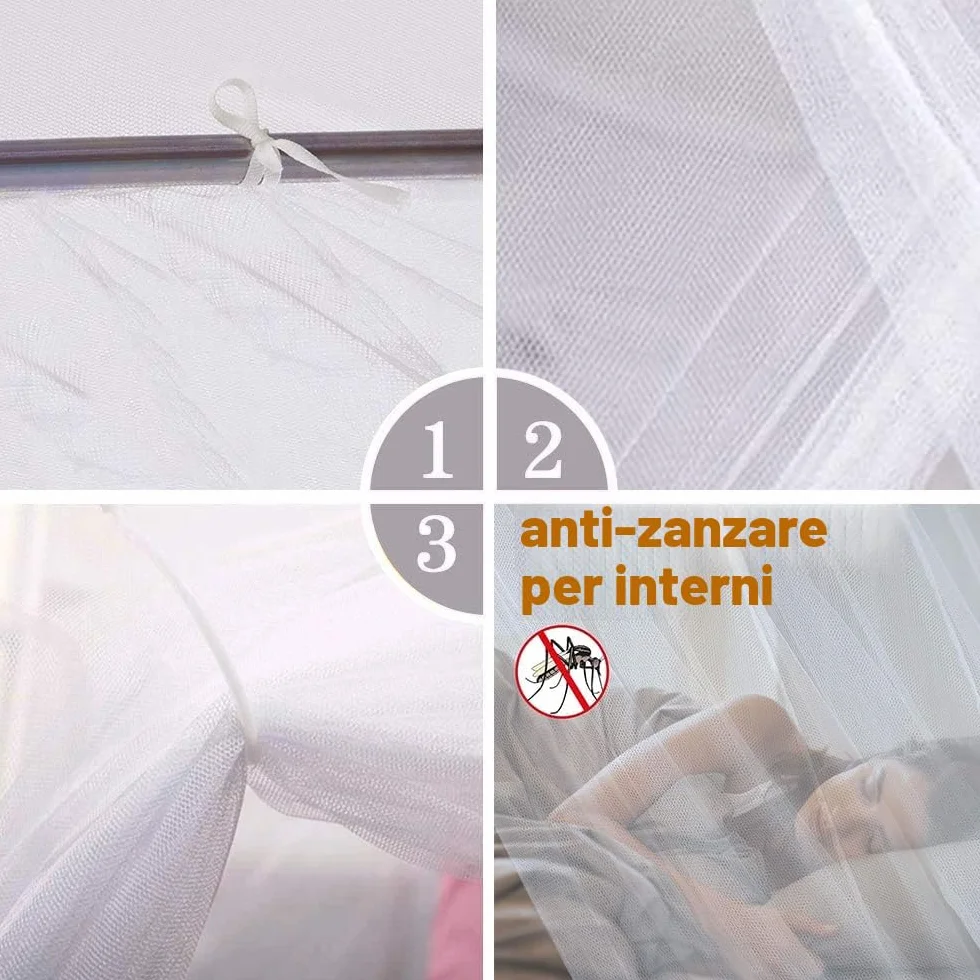 Zanzariera da Letto 200 x 220 x 200 cm, Zanzariera per Letto Matrimoniale, Zanzariera Letto Matrimoniale Quadrata, Maglia fine e durevole, Adatta per Casa e Campeggio.