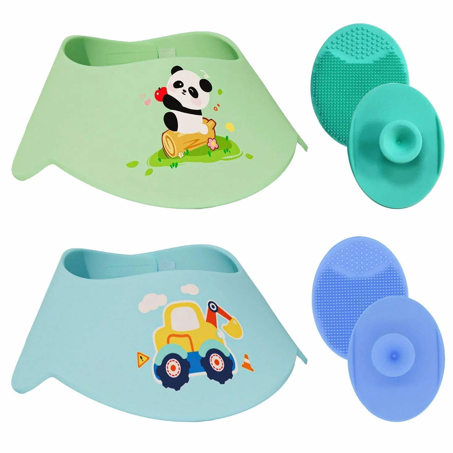 2 Pezzi Tappi Per La Doccia, 2 Pezzi Di Massaggio, Cartoni Gravi, Protezione Degli Occhi, Protezione Dell'Orecchio, Doccia Per Bambini E Lavaggio Per Capelli Impermeabili.