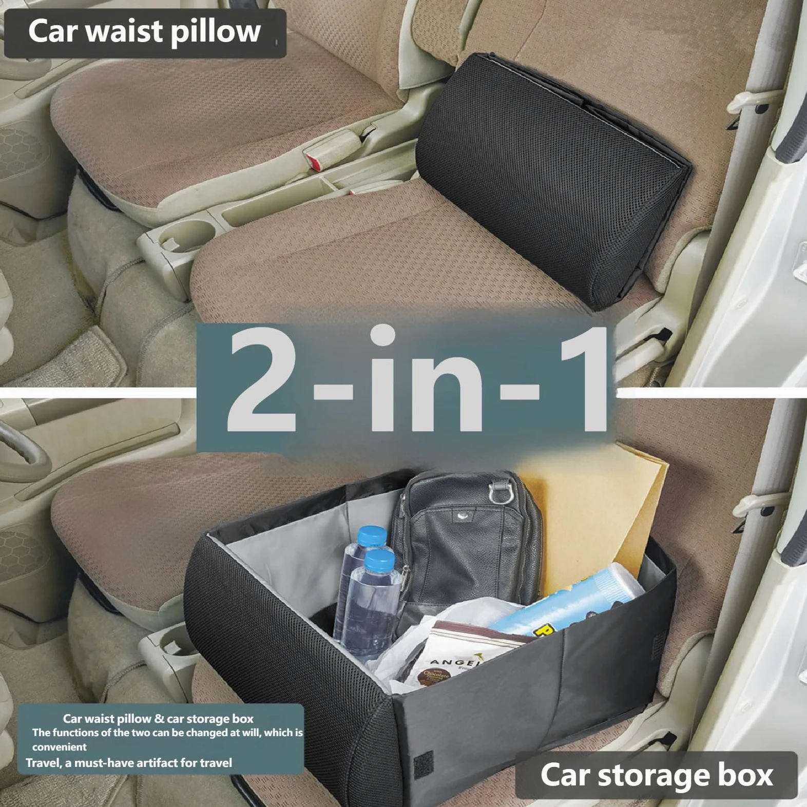 Scatola organizer multifunzione per auto, 30 l, pieghevole, per sedile posteriore o bagagliaio, organizer per auto da viaggio