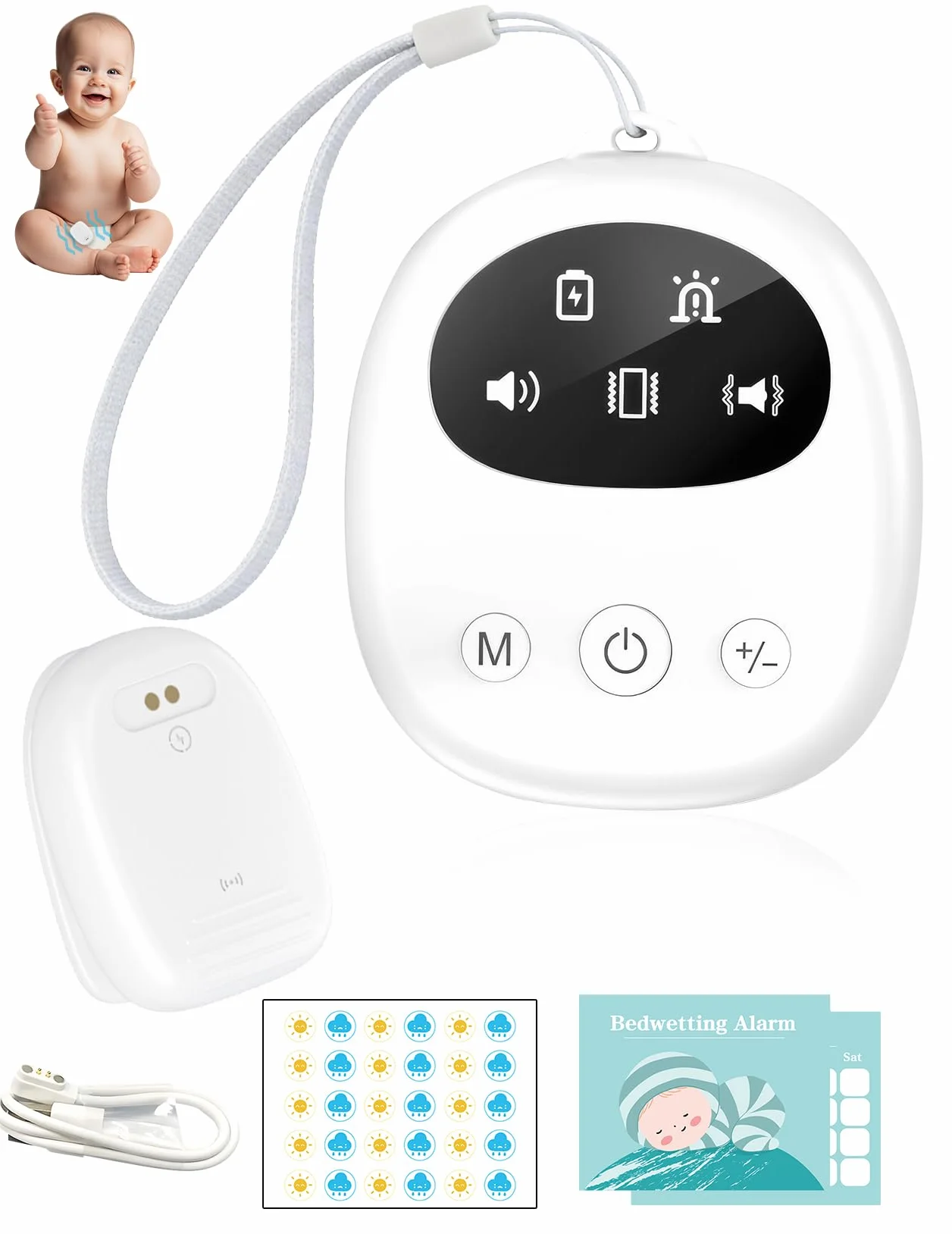 Allarme senza fili per bambini e ragazze, ricaricabile, USB-C con 3 modalità di allenamento notturno e superamento