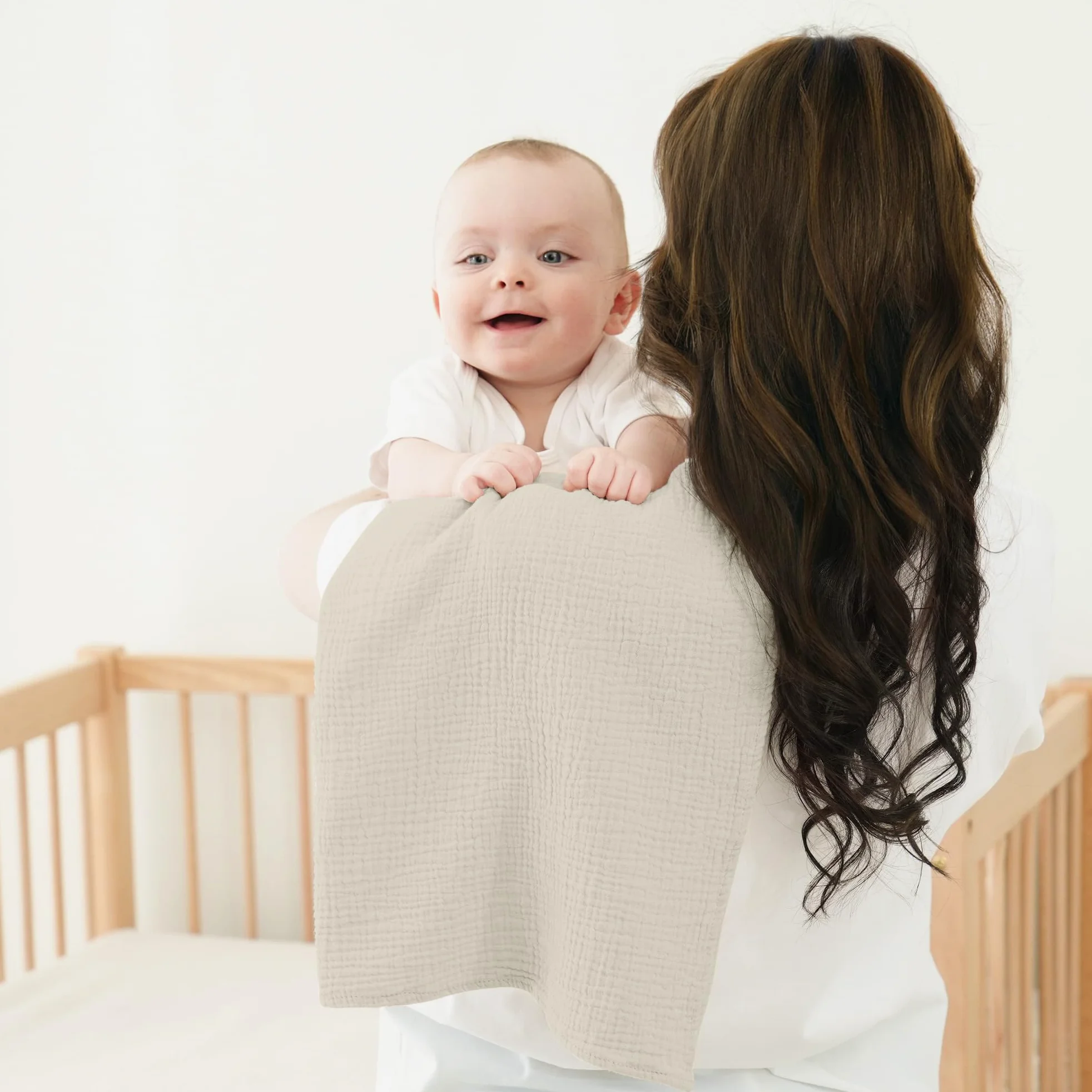 bearmoss Bambino in Mussola Per Neonati Set 4 Pezzi 60x60CM, 100% cotone Super Morbido Assorbente in Mussola A Grana Per Neonati Per Bambine E Ragazzi(Verde sabbia)