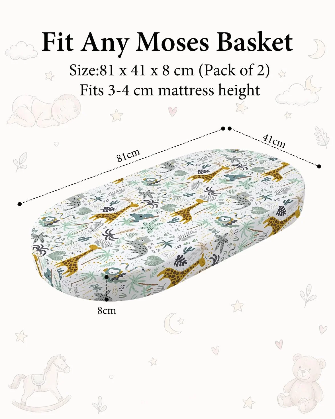Yoofoss Lenzuola per Carrozzina 2 Pezzi Lenzuola Carrozzina Neonato Sotto Ultra Morbide e di Alta Neonato 38x77 cm 41x81 cm 40x90 cm per il Cambio Cesto Moses Culla Utilizzabile