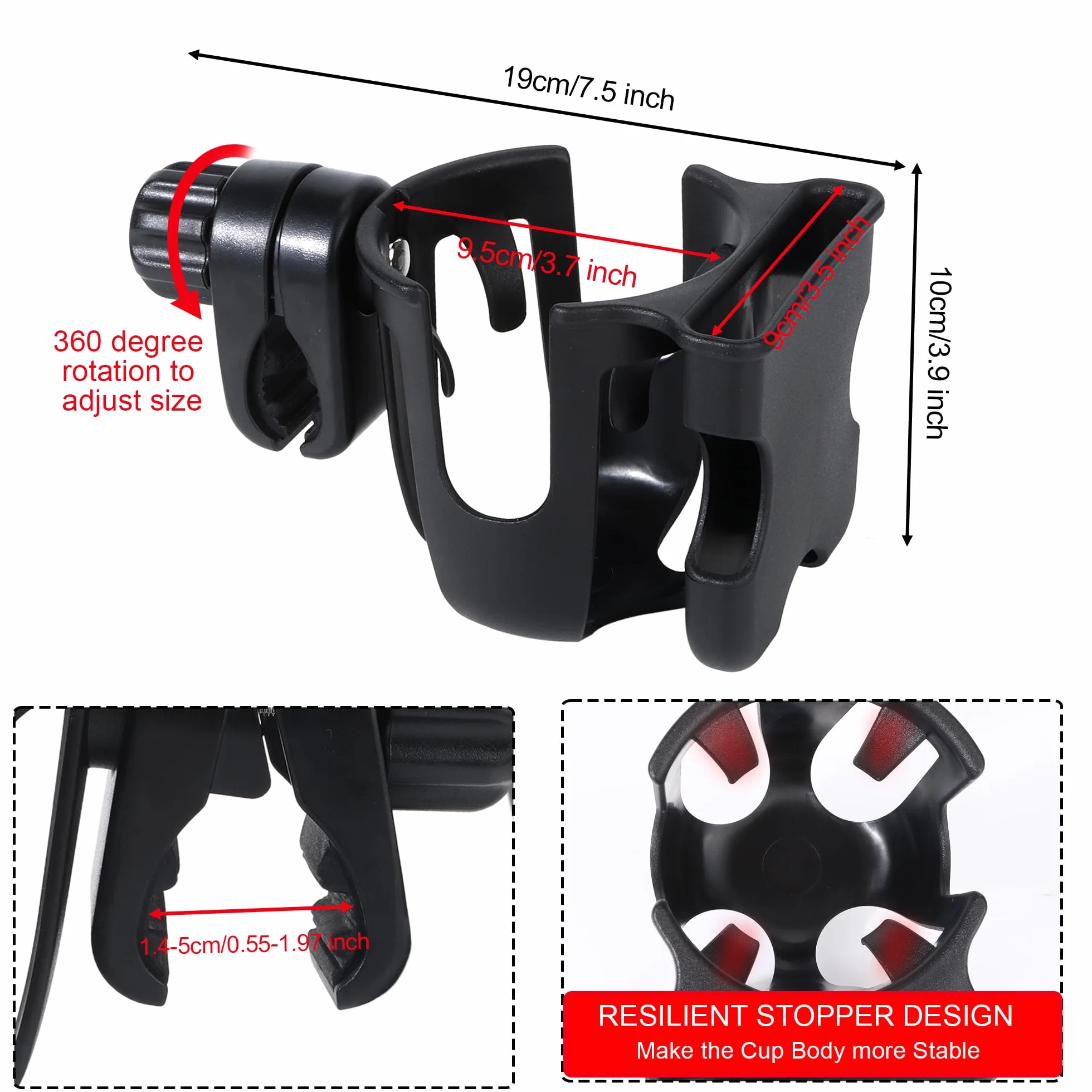 Portabicchieri per Passeggino, Portabicchieri Universale Con Supporto per Telefono Accessori per Passeggino Portabottiglie per carrozzina, passeggino, bicicletta