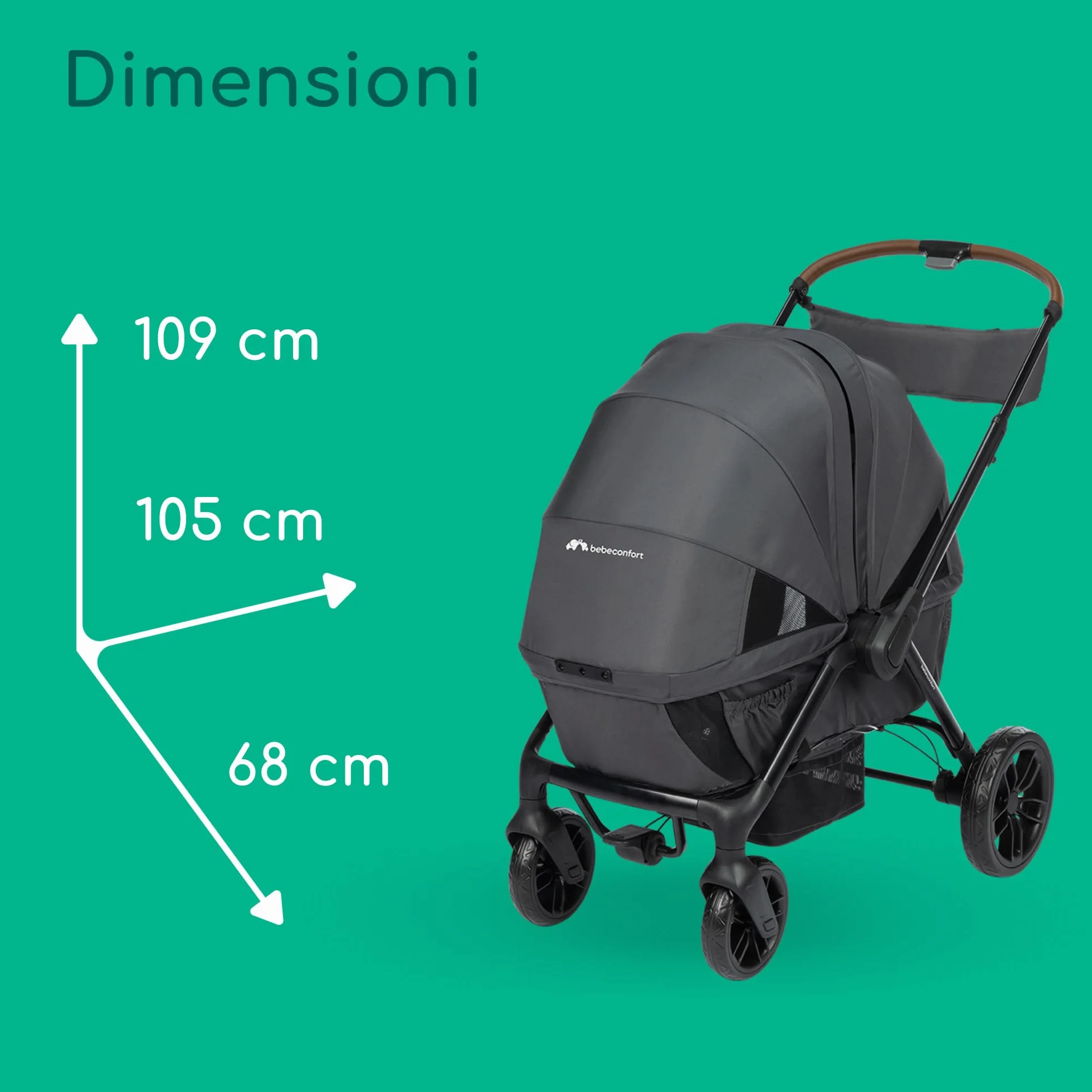Bebeconfort Helios, Passeggino Gemellare dalla Nascita, 0-4 Anni, 0-22 kg, 2 Sedute Faccia a Faccia, Ruote Larghe All-Terrain, Compatto da Chiuso, Carretto bambini, Capottina, Mineral Graphite