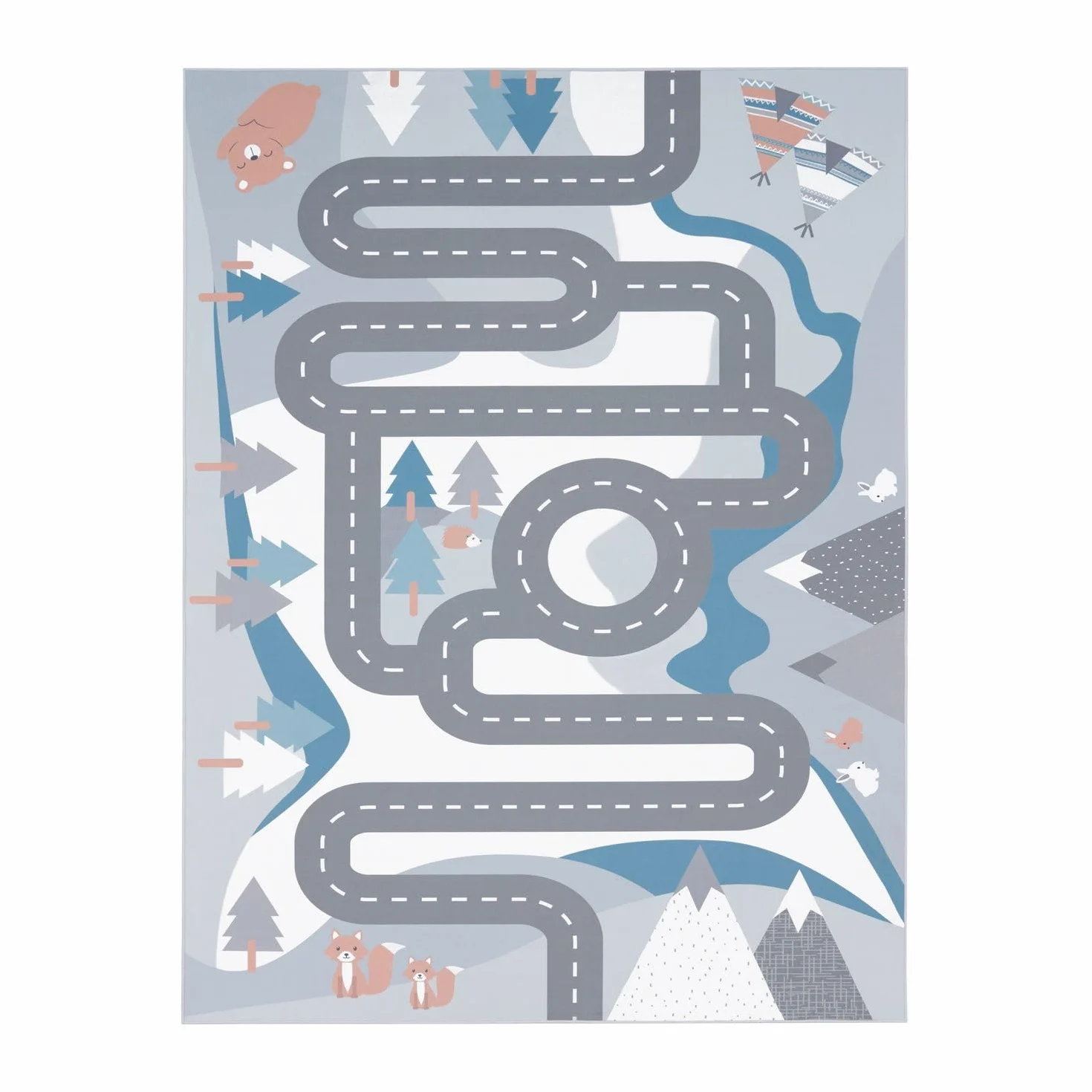 TT Home Tappeto Stanza Bambini Auto Bambini Strada Antiscivolo Moderno, Colore: Crema, Dimensione:80x150 cm