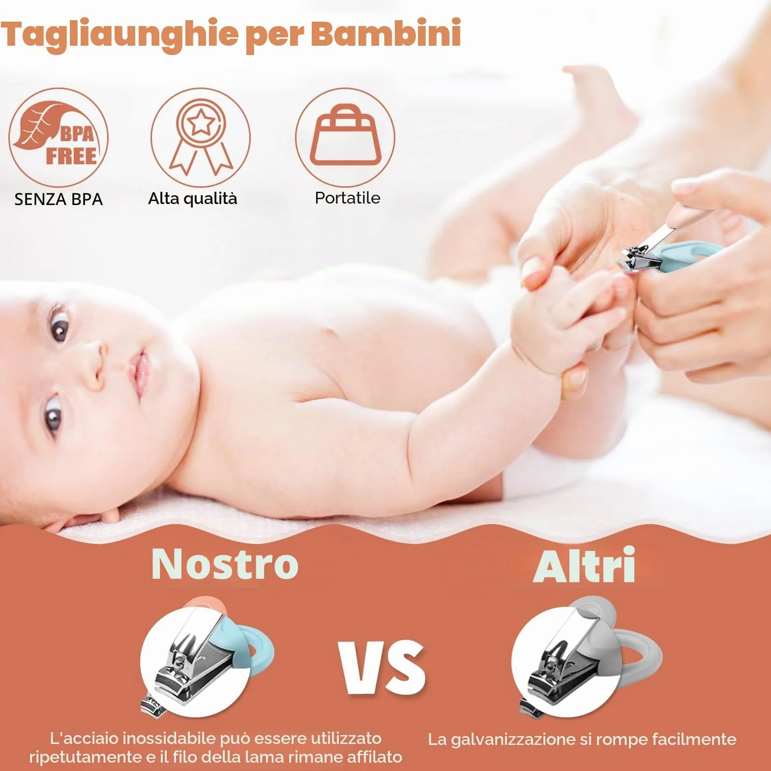Set di tagliaunghie per neonati con simpatica custodia, set di lime per unghie e piedi per manicure e pedicure neonatale, regalo per la neomamma