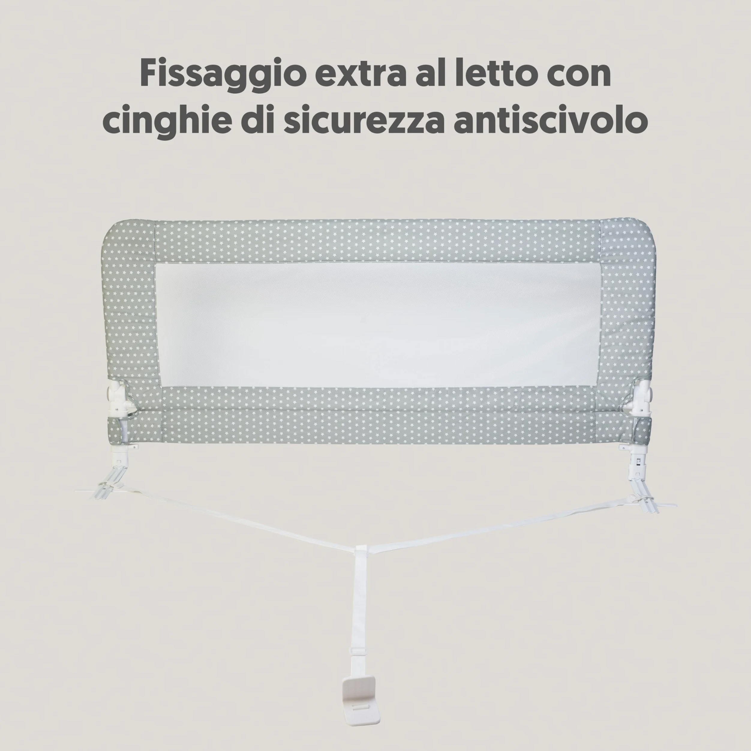 Interbaby Sponda Letto Bambini Anticaduta Alta Pieghevole 150cm Gr. Stella | Barriera con rete traspirante, si fissa sotto il materasso. Sfoderabile e lavabile. Matrimoniale e singolo, 18 mesi-5 anni