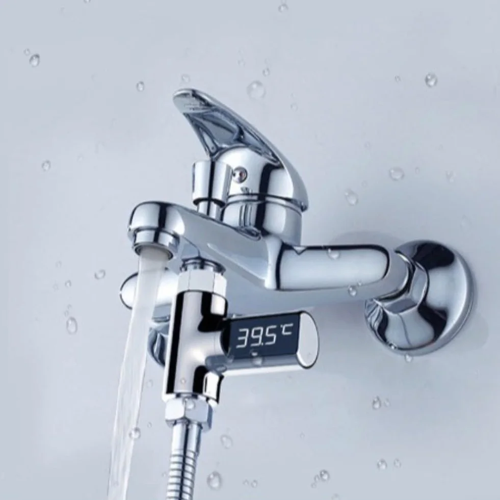 Termometro ad acqua con display a LED, con controllo del flusso, per soffione doccia 5-85 °C, indicatore digitale della temperatura, girevole a 360° (prima generazione)