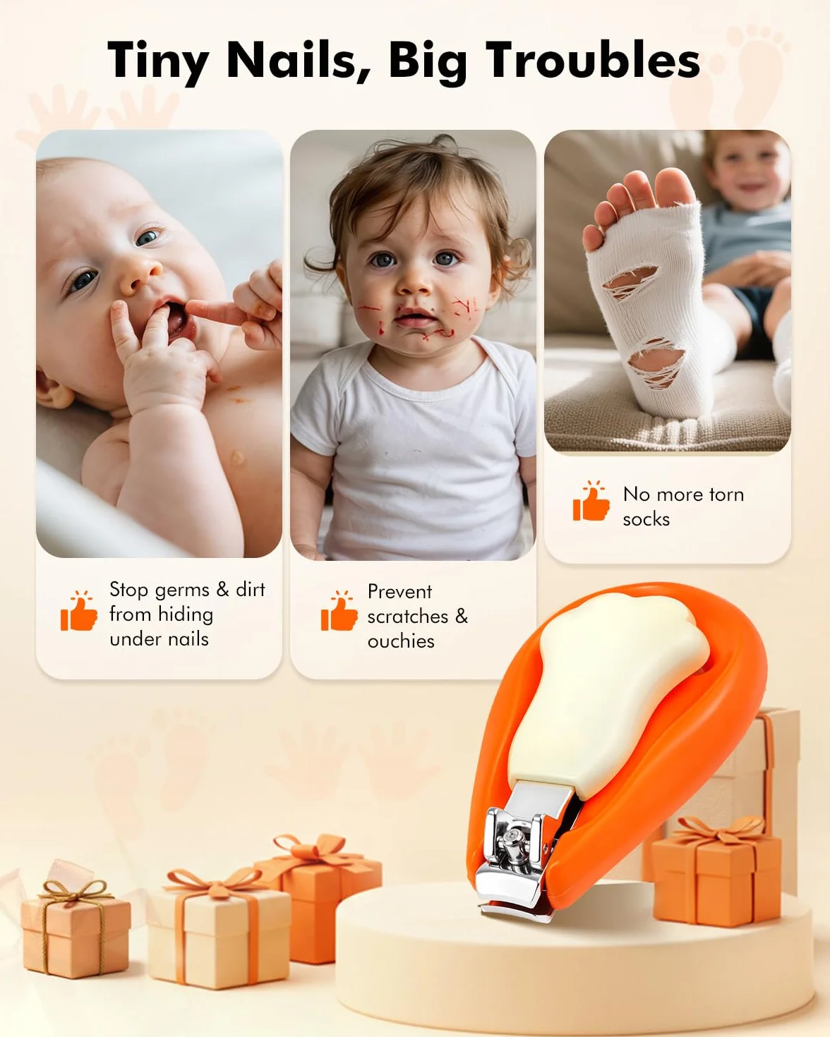 Tagliaunghie per Neonati con Lima, Tagliaunghie Delicato per Neonati e Bambini, Impugnatura Ergonomica di Sicurezza, Acciaio Inossidabile Antiruggine, Cura delle Unghie per Bambini