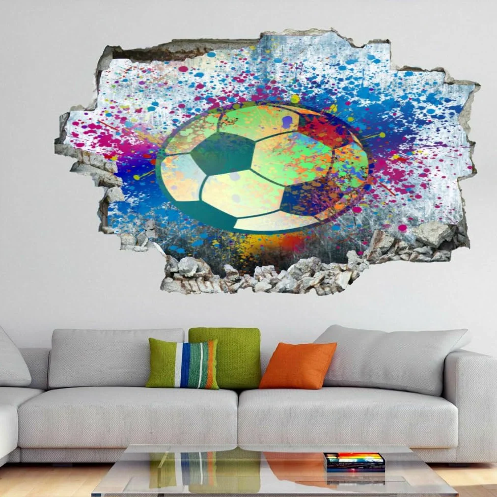 Adesivi Decorativi Da Parete 3D, Calcio Decalcomanie Per Pavimenti In Vinile Impermeabile Rimovibili Art, Graffiti Fracassate Per Bambini Camera Da Letto Nursery Home Wall Décor