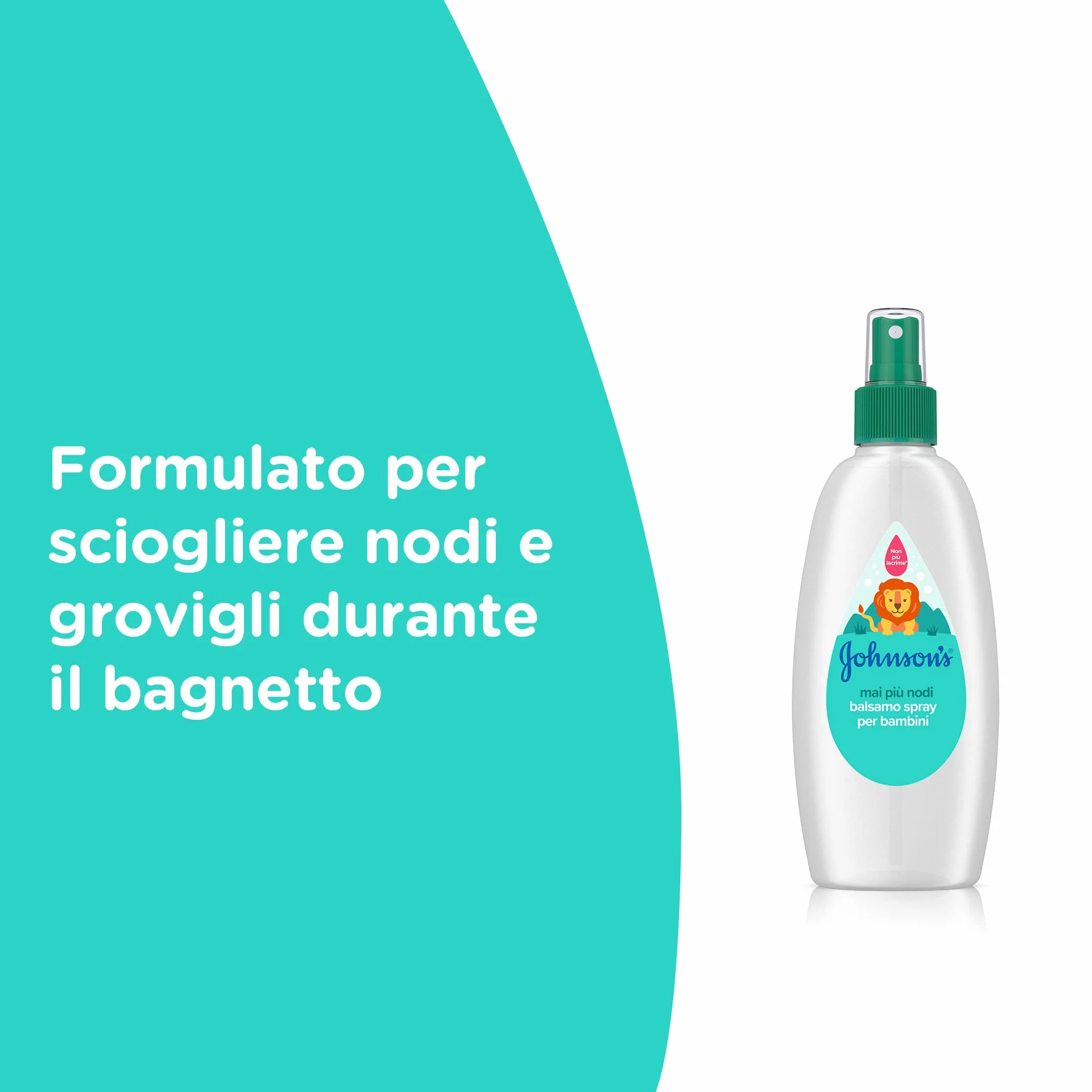 Johnson's Baby Mai Più Nodi Balsamo Spray per Bambini, Balsamo bambini districante, Balsamo capelli bambini con formula Non Più Lacrime, Leave in conditioner anche per capelli lunghi o ricci, 200 ml