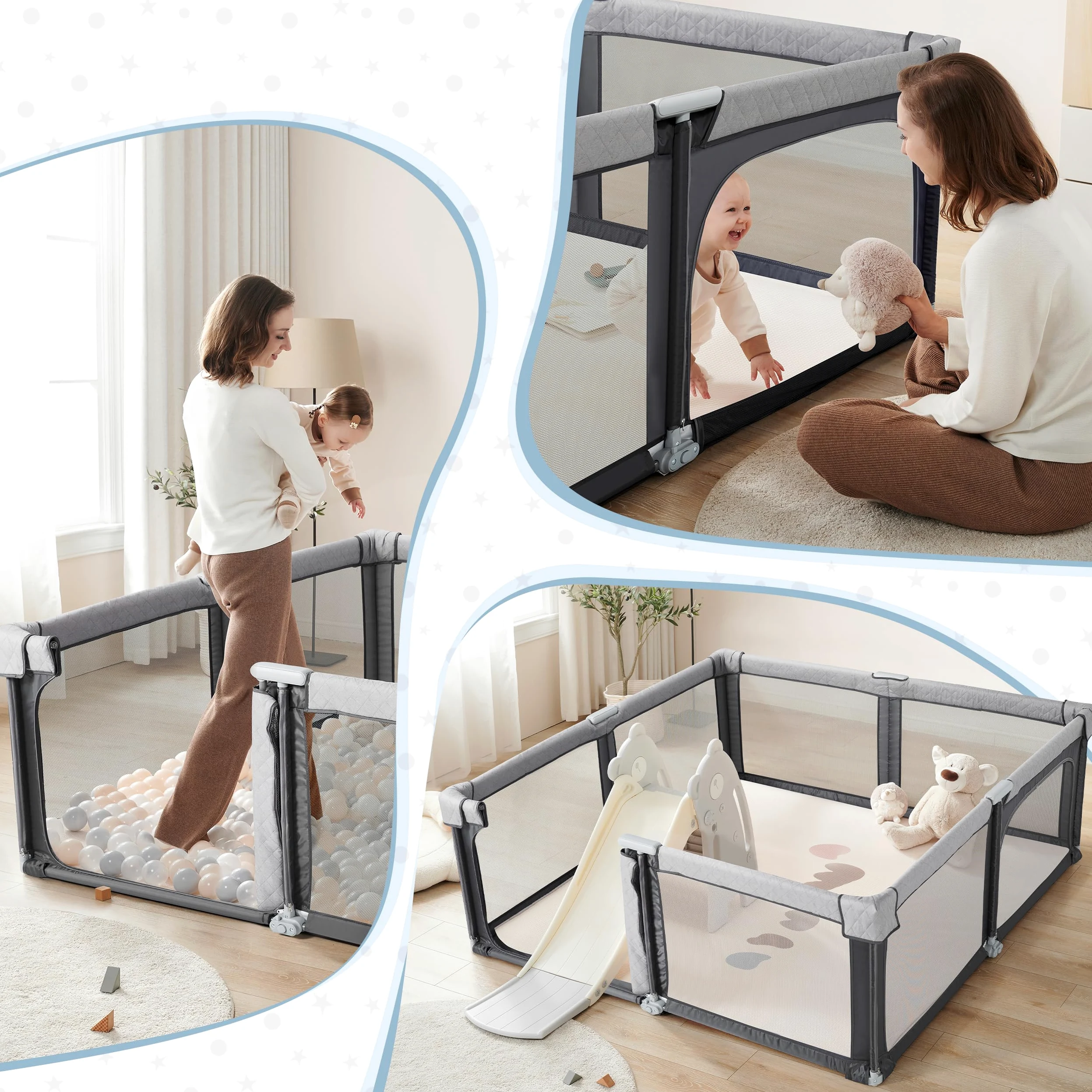 Sweeby Box per bambini, 150 x 180 cm (grigio siderale, 180 x 150)