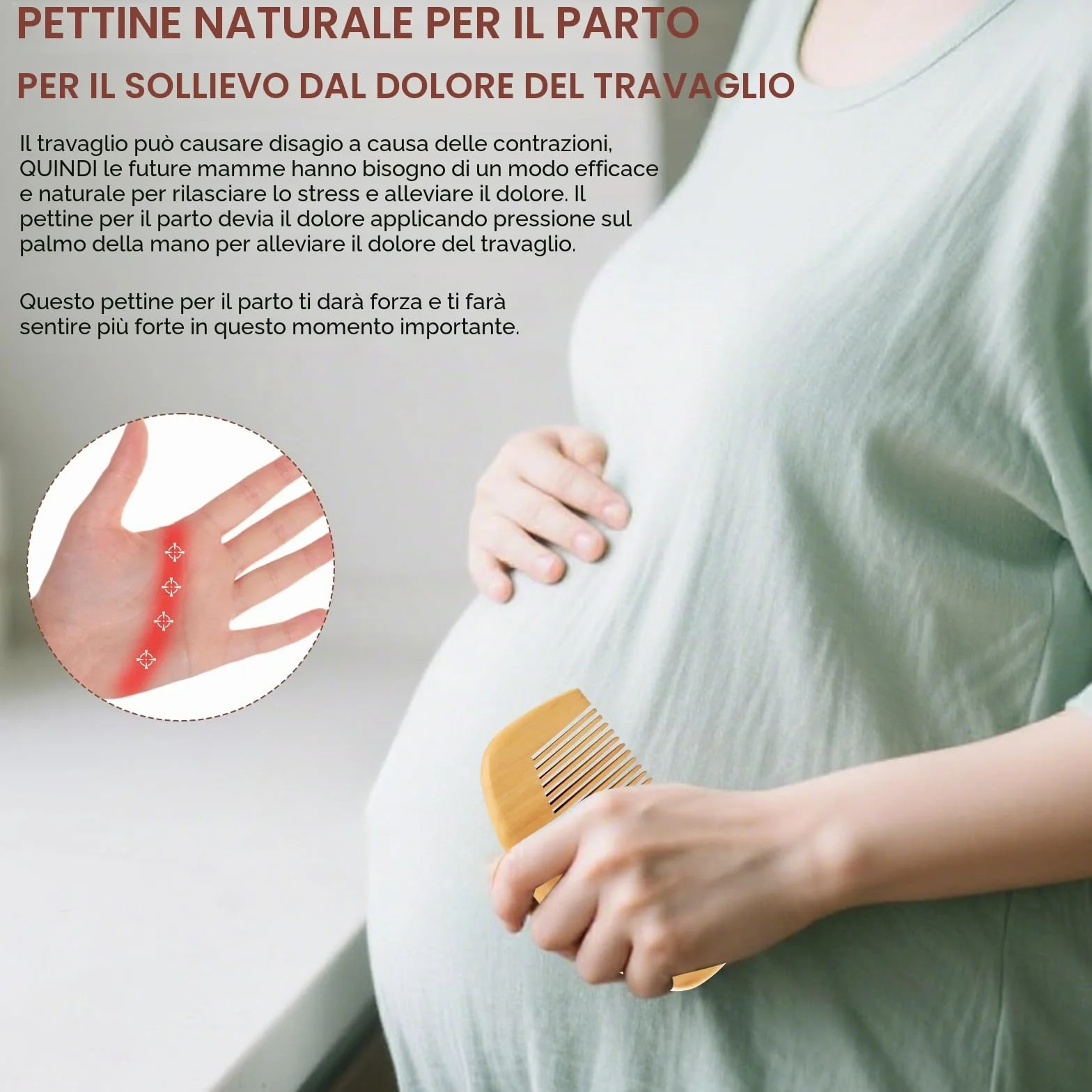 Start Makers Pettine da Parto & Pettine in Legno, Doppia Funzione per Travaglio e Capelli, Regalo Originale per Donna Incinta, Ideale per Ospedale e Dopo Parto