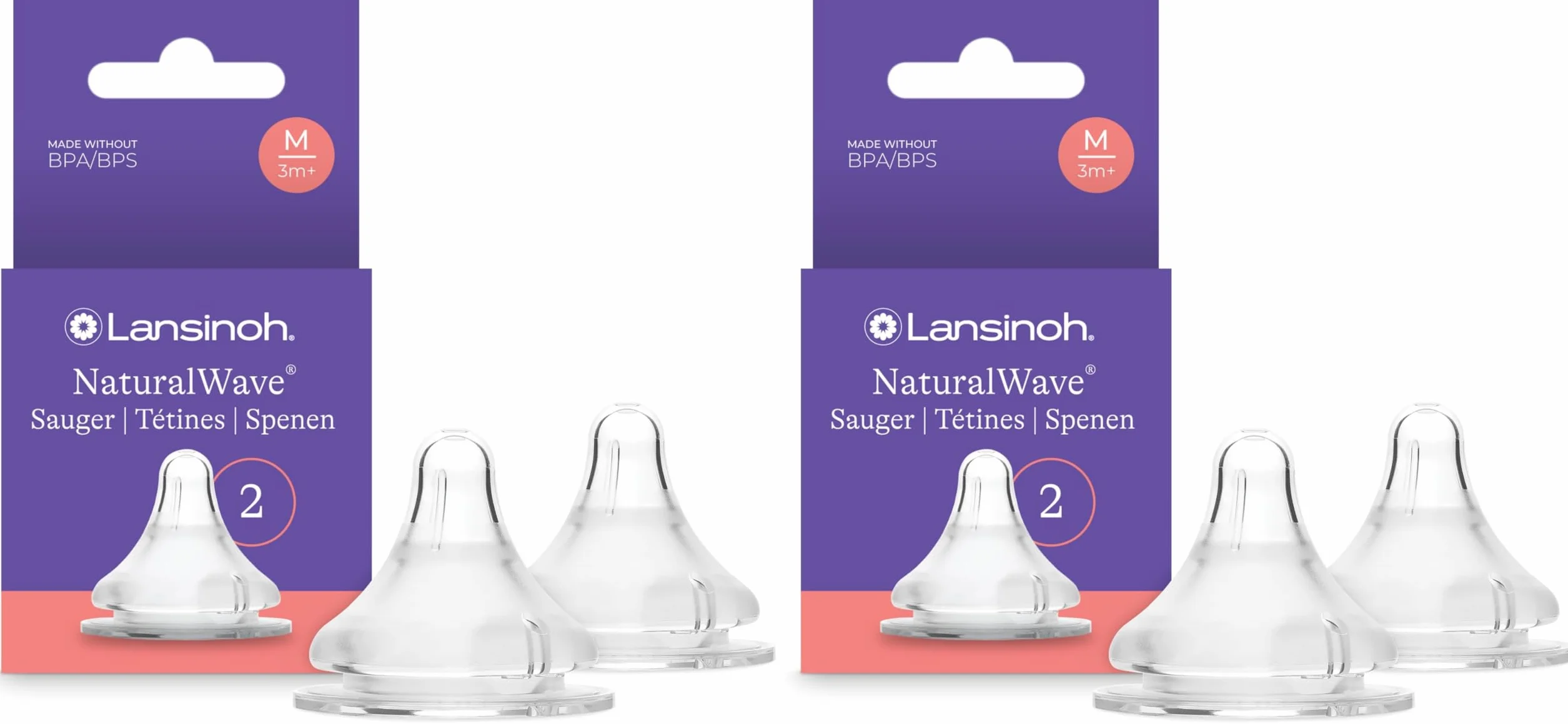 Lansinoh Momma Medium Flow Teats For Newborn (Pack Of 2, Transparent) (Confezione da 2)