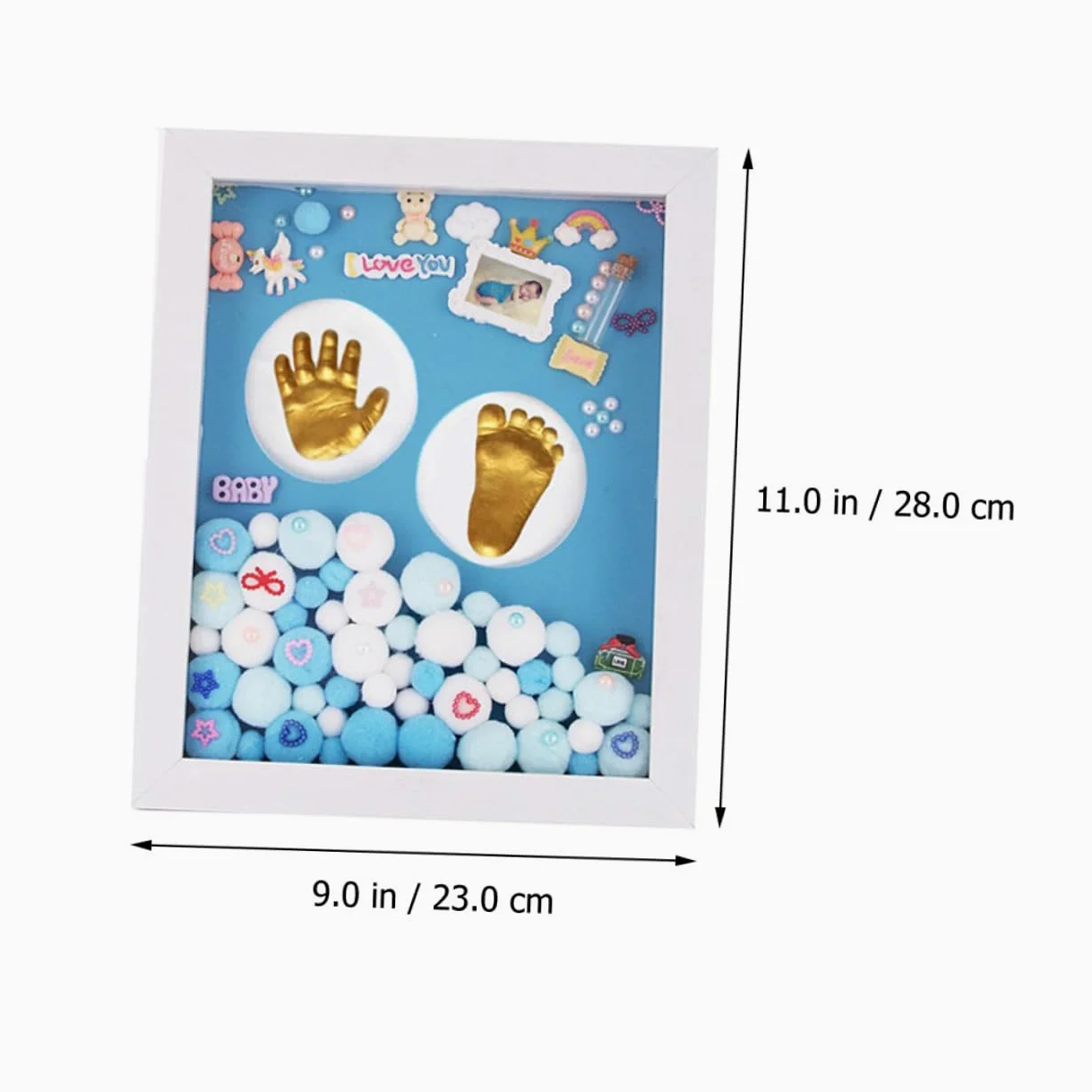 Kit Nascita Neonata Cornice Oro in Acrilico per Impronte Mani e Piedi, Set per Battesimo e Regalo Shower